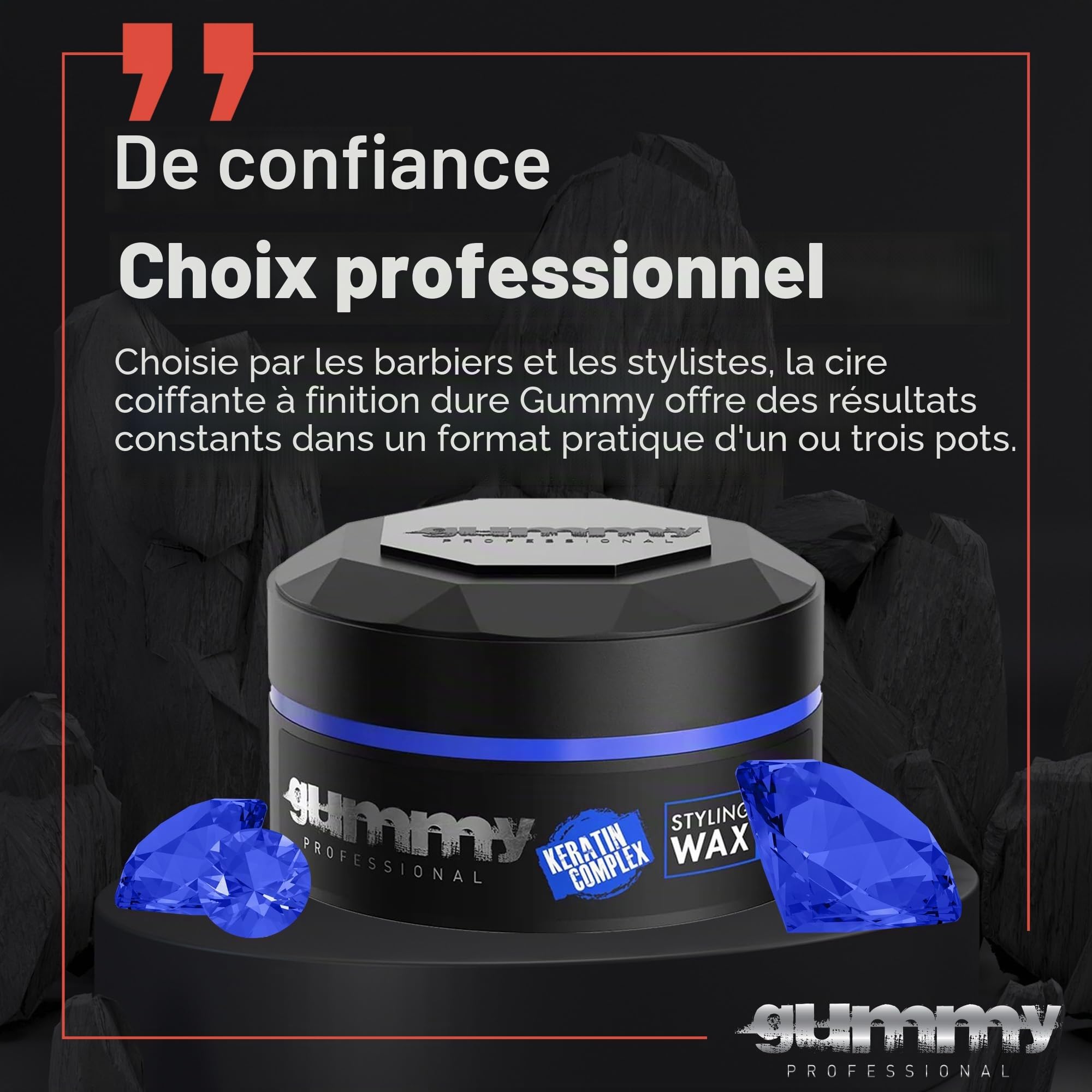 Cire Coiffante Professionnelle Ultra Fixation Gummy 150 ml - Cire capillaire forte tenue & brillance - Pour hommes & femmes - Sans alcool avec vitamine B5