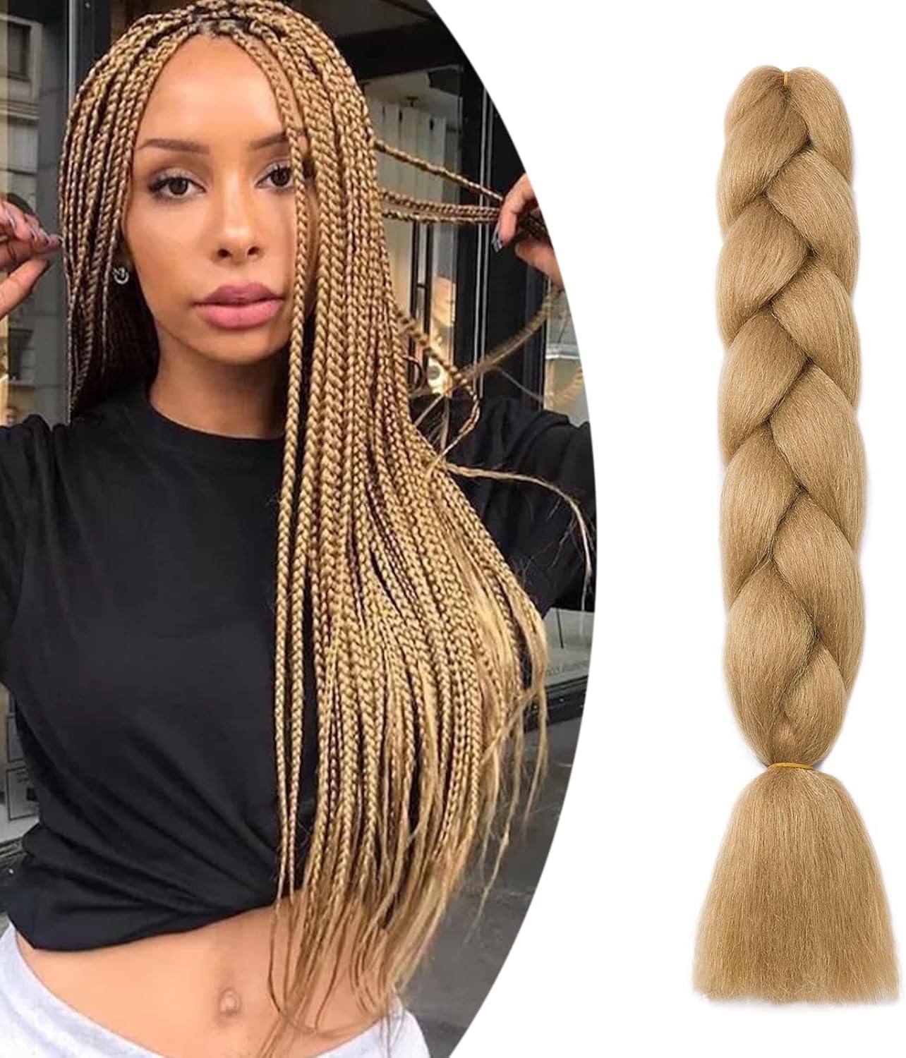 24" Meches pour Tresses Africaine Braids Meches Tresse Cheveux Rajout Cheveux Tressage 1 Paquet Crochet Braids Extension de Cheveux Afro pour Tresse Ombre Synthétiques (Rose)