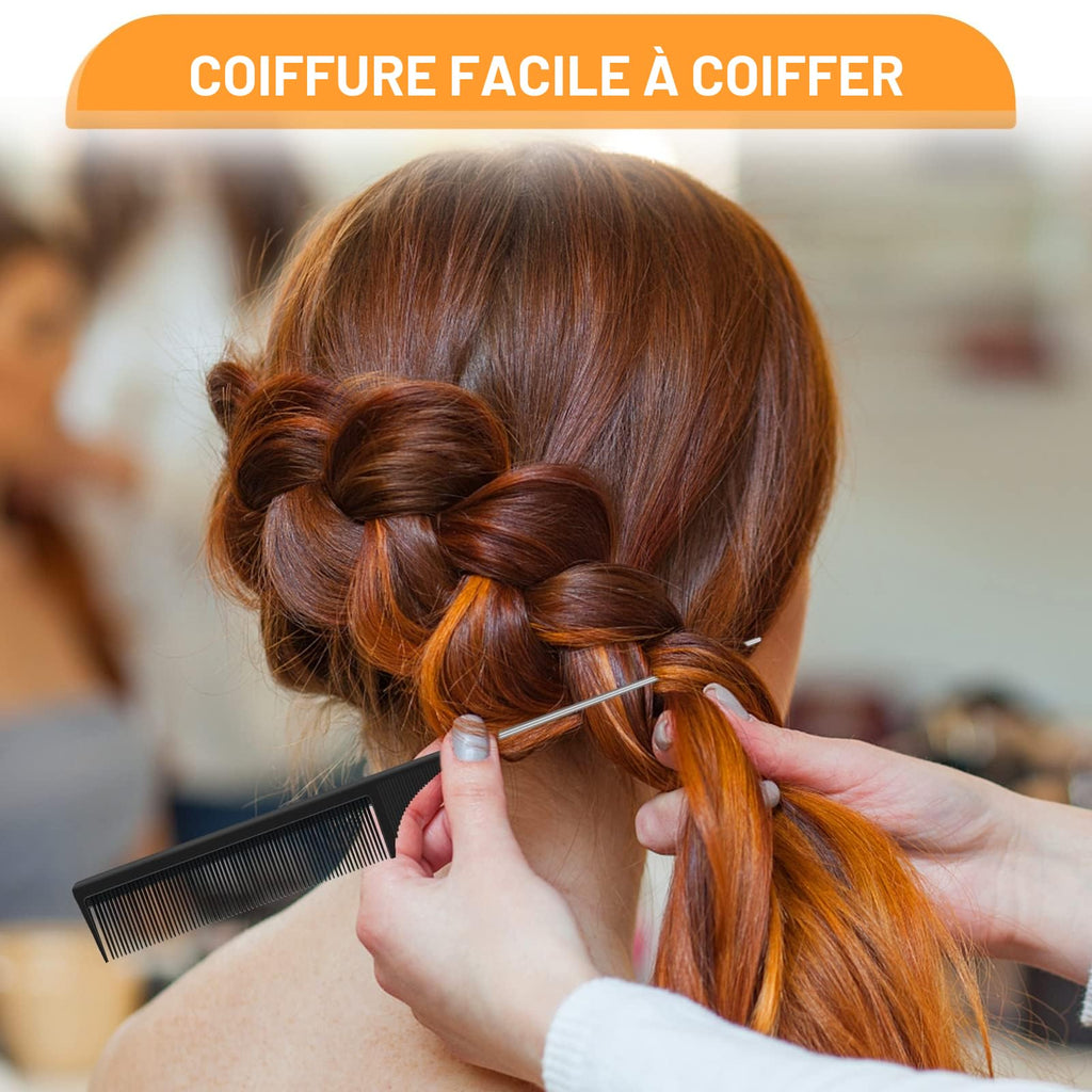 Sularpek 3 PCS Peigne à Queue Antistatique en Fibre de Carbone, Coiffant, de Séparation, à Queue de Rat pour Cheveux de Salon - Femmes et Hommes
