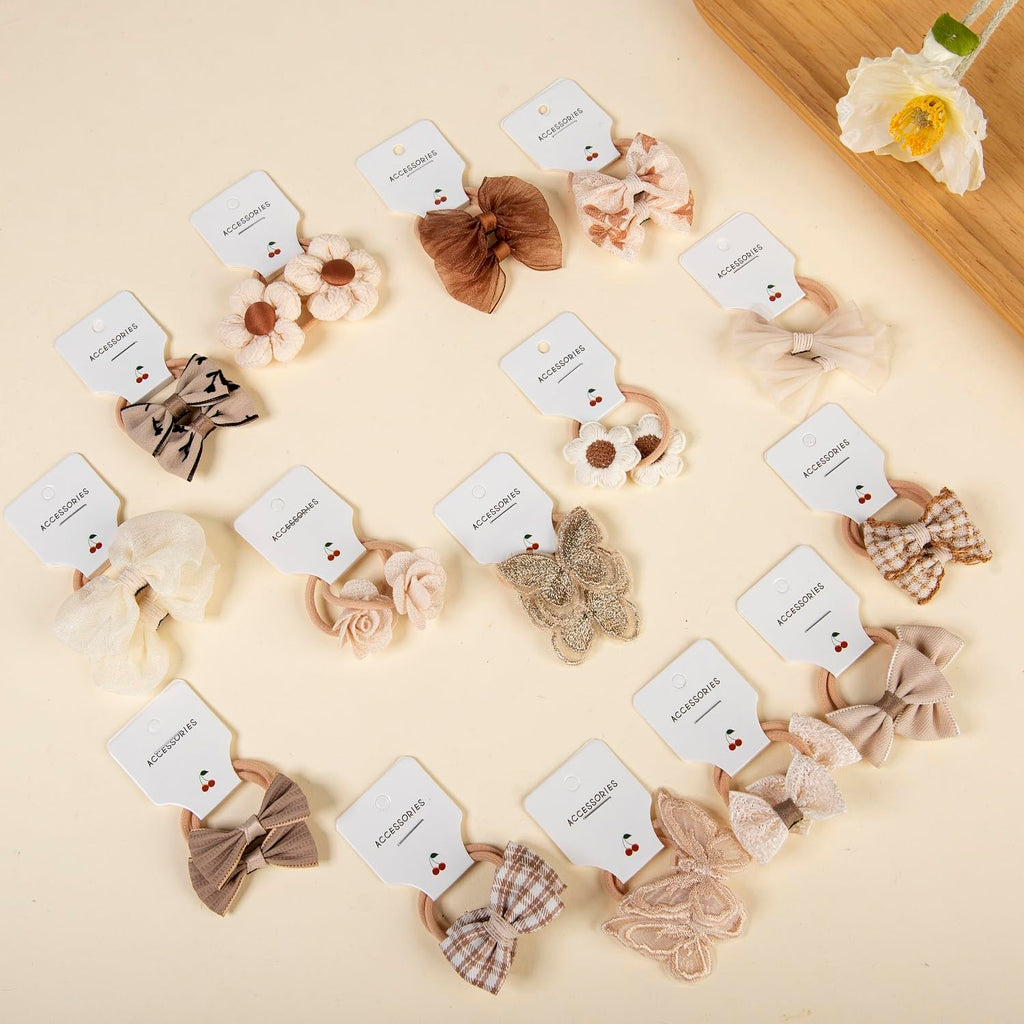 Lot de 30 élastiques à cheveux pour enfants, élastiques colorés et souples, bandeau à nœud papillon, élastique pour fille, pour queue de cheval, accessoires pour cheveux pour petites filles