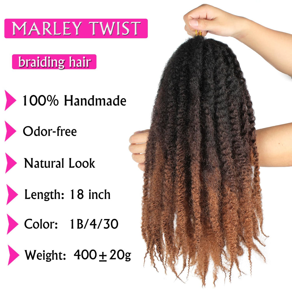 Enbeautiful Marley Twist Hair 24 Inch 8packs Marley Twists Braiding Hair Long Cuban Twist Hair Pre Fluffed Afro Kinky Curly Twists Crochet Hair Synthetic Marley Braids Extensions,27#