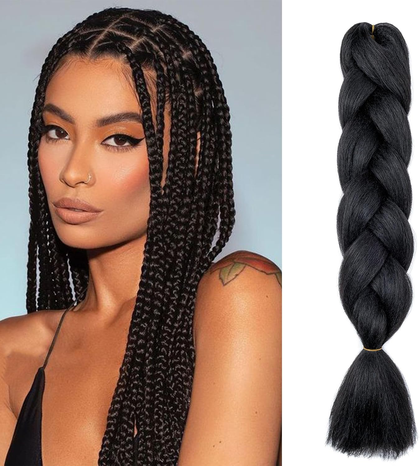 24" Meches pour Tresses Africaine Braids Meches Tresse Cheveux Rajout Cheveux Tressage 1 Paquet Crochet Braids Extension de Cheveux Afro pour Tresse Ombre Synthétiques (Rose)