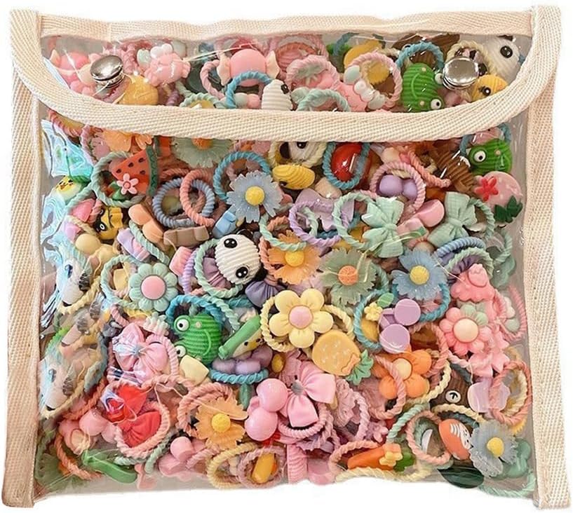 GXGM 100 Pièces Elastique Cheveux Fille, Chouchou Bebe Fille, Accessoires Cheveux Bebe Fille, Bande Élastique de Bande Dessinée Accessoires de Cheveux, Multicolore Élastiques Enfant