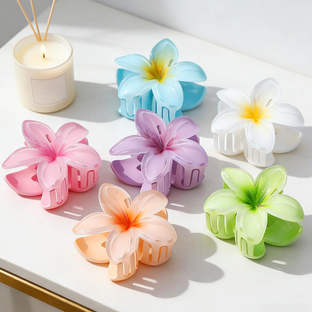 Barrette à Cheveux Fleurs, 6 Pièces Accessoires Cheveux Fleurs, Pince à Cheveux en Forme de Fleur, Flower Claw Clips pour Accessoires d'Été, Anniversaire, Mariage, Fête (B)