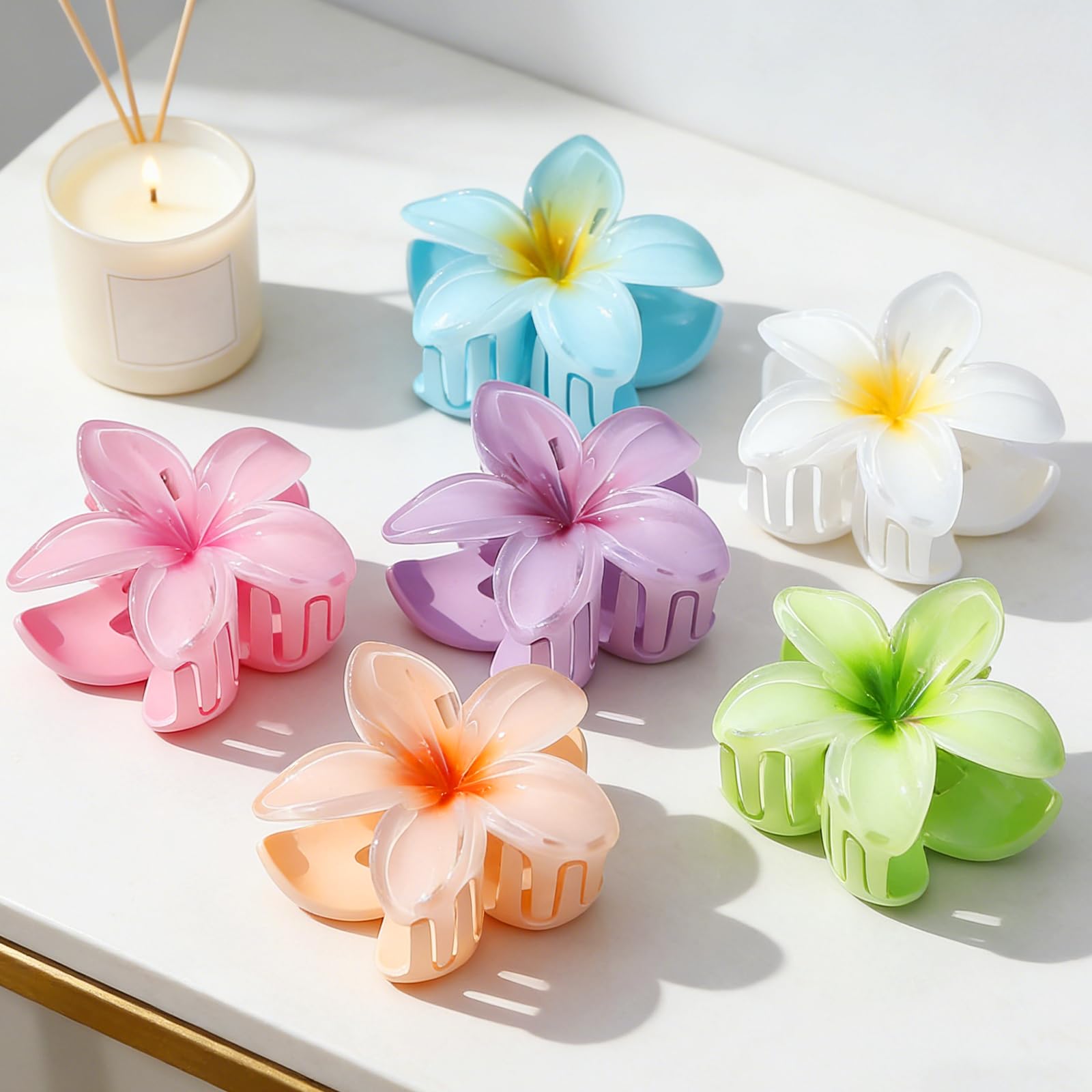Barrette à Cheveux Fleurs, 6 Pièces Accessoires Cheveux Fleurs, Pince à Cheveux en Forme de Fleur, Flower Claw Clips pour Accessoires d'Été, Anniversaire, Mariage, Fête (B)