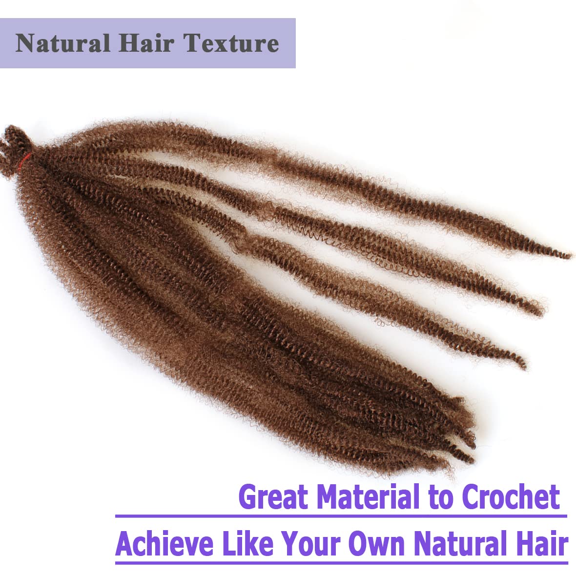 Leeven 16 Pouces Pre Separated Springy Twist Hair 8 Packs Pre-Fluffed Popping Crochet for Distressed Locs Afro Kinky Curly Marley Braiding Hair Extensions /1B#