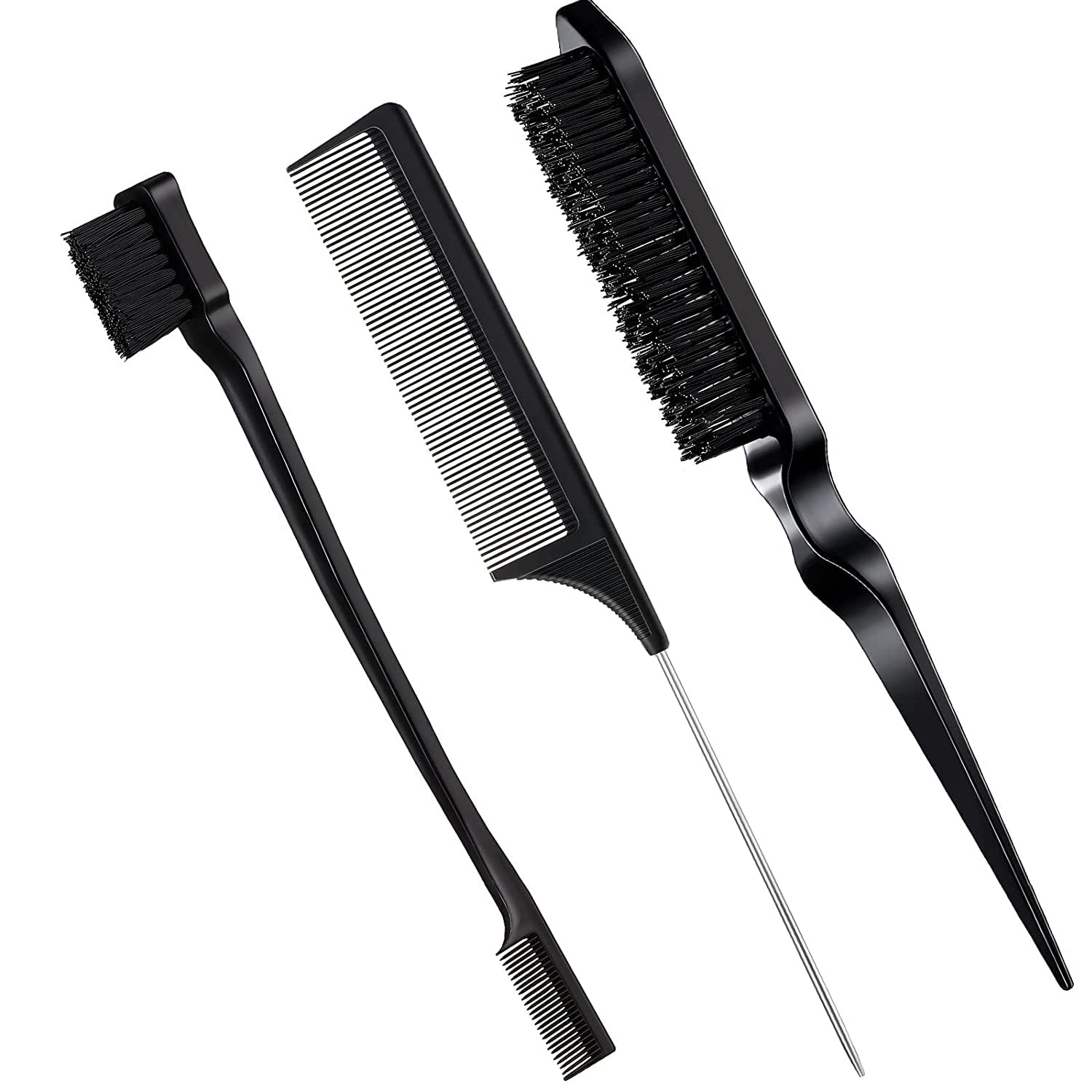 Brosse à cheveux, 3 pièces, propre, queue, convient aux coiffeurs professionnels, femmes, hommes, enfants (rose)