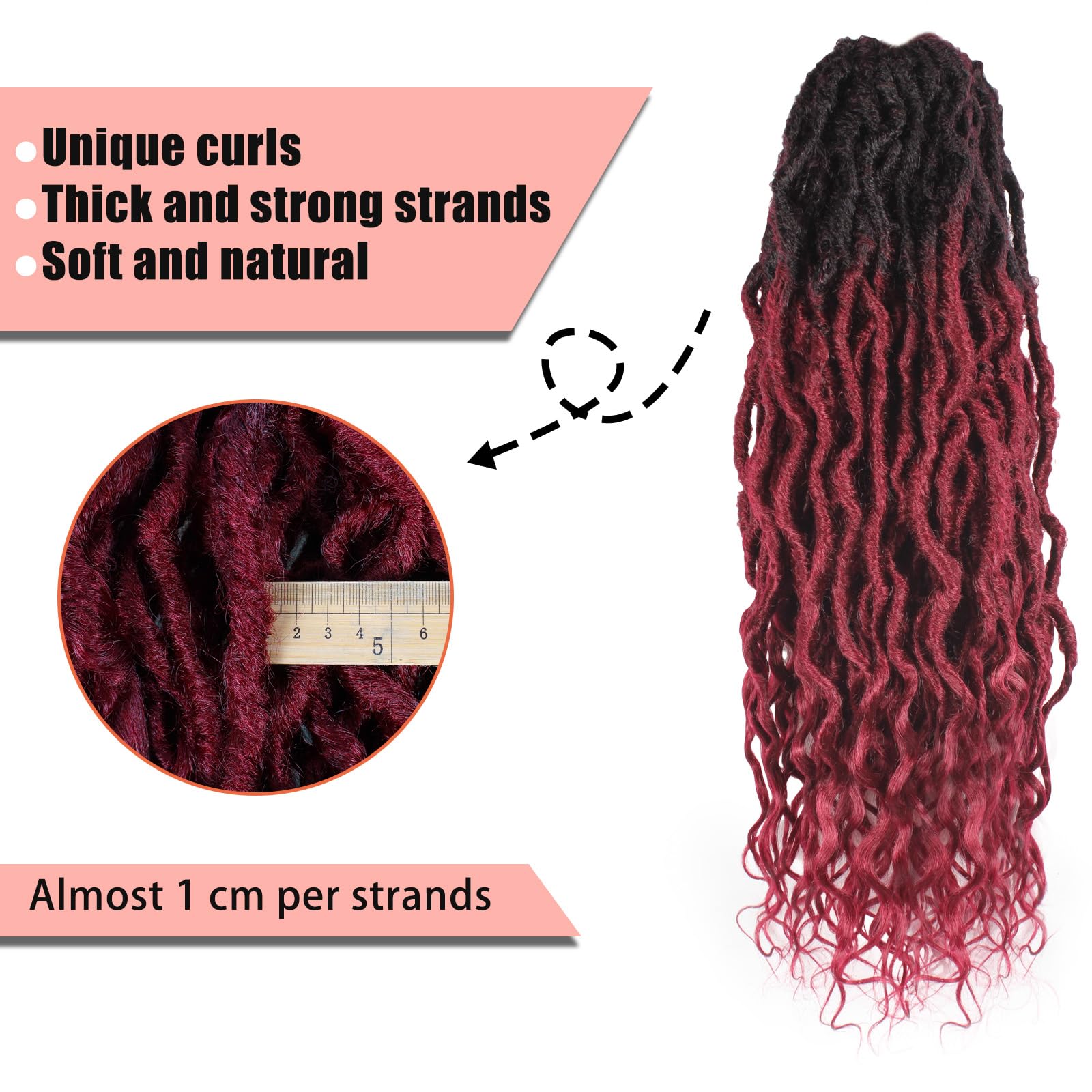Faux Locs Crochet Hair 24Inch 7 Packs Pre-Looped Ombre Soft Locs With Curly Ends Dreadlock Goddess Loc Crochet Hair for Women（24Inch，OT1B/30/27#）