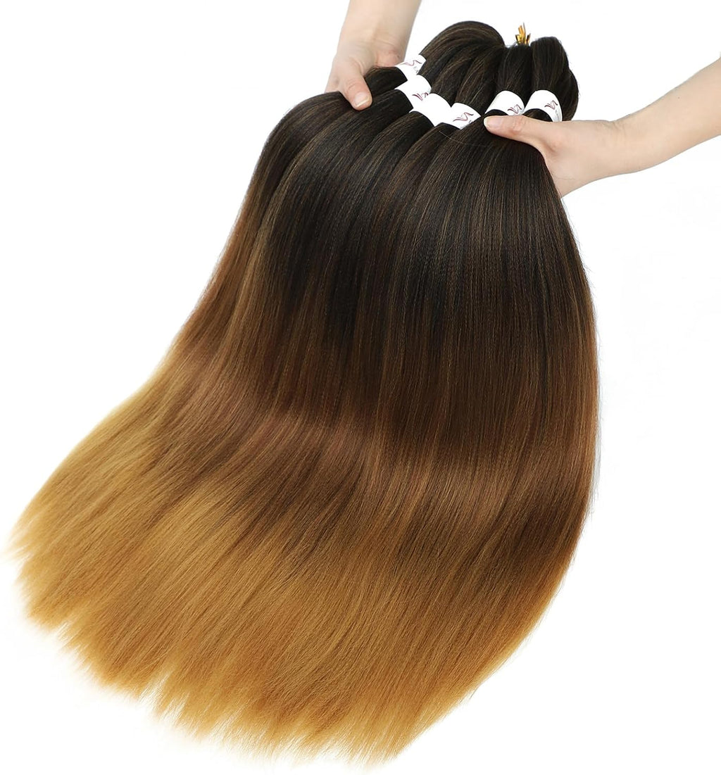 Rajout Cheveux Tressés Pré-étirés Noir Naturelles Black 30 Pouces Long Kanekalon Easy Braids Meches Cheveux pour Tresses Africaine 6 Paquets Knotless Yaki Nattes Extensions de Cheveux(1B#)