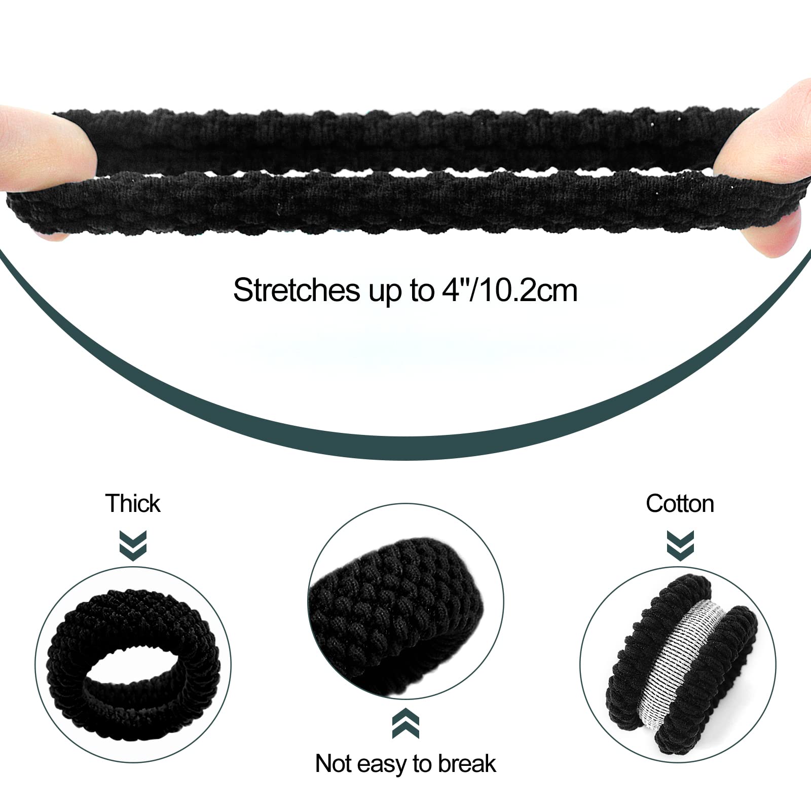 Hanyousheng Elastique Cheveux, 50 Pcs Chouchou Cheveux, 8 mm Elastique Cheveux Epais, Epais en Coton Sans Couture, Hair Elastic Band pour Femmes Hommes et Enfants