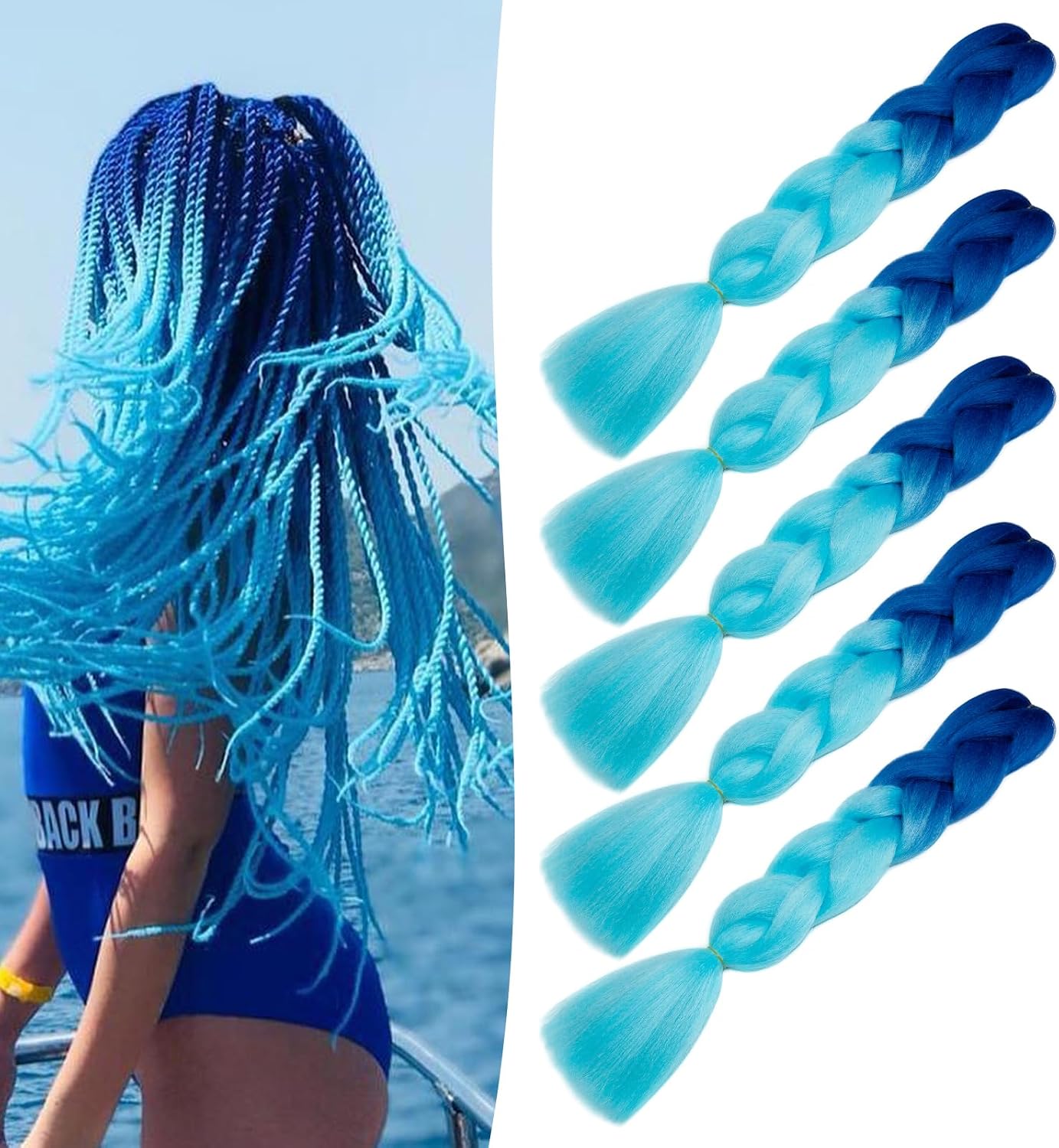 Meches pour Tresses Africaine Rajout Cheveux Braids Jumbo Extension Cheveux Ombre Synthétique Violet & Bleu & Jaune & Orange