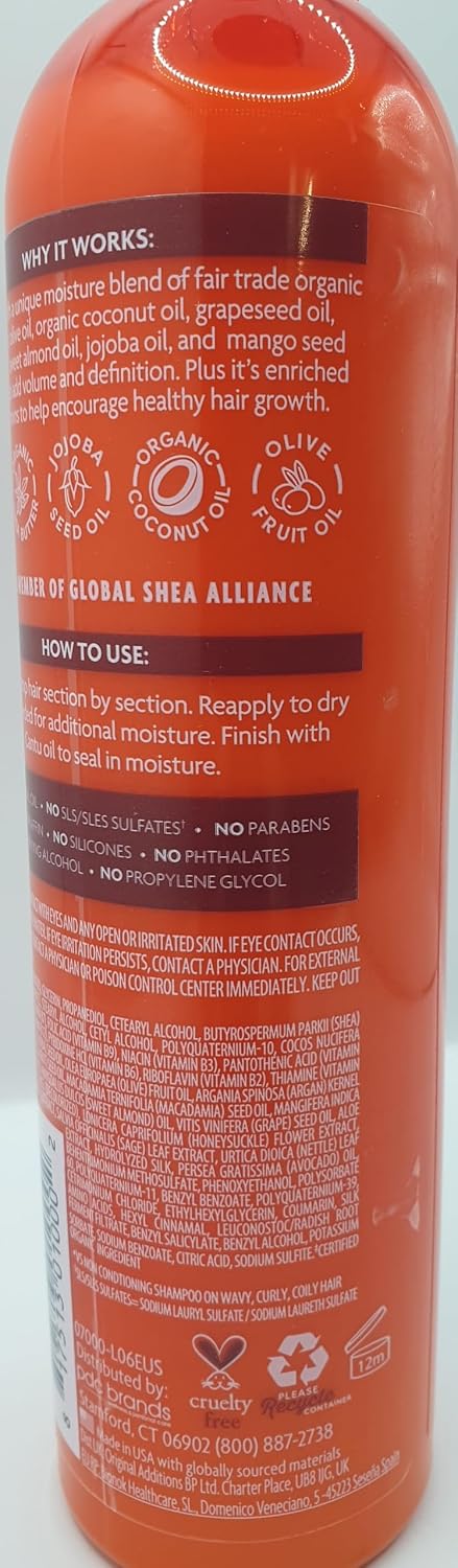 Cantu Crème à friser à la noix de coco 340,2 g avec shampooing et après-shampoing sans sulfate 340,2 g et crème activatrice hydratante au beurre de karité 340,2 g