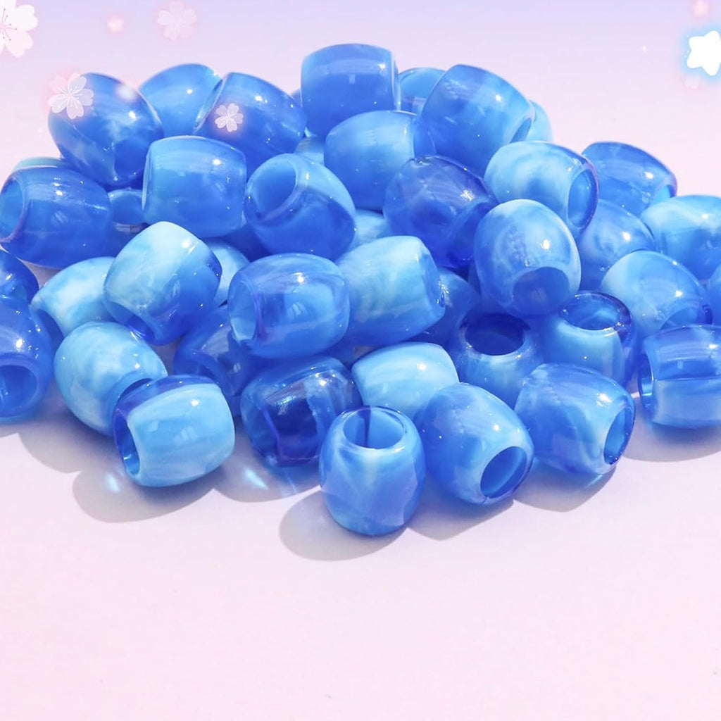 50PCS Perles à Cheveux Transparentes pour Tresses, Grosses Perles en Acrylique, Accessoires pour Dreadlocks, Bijoux pour Cheveux pour Enfants Filles avec Aide à
