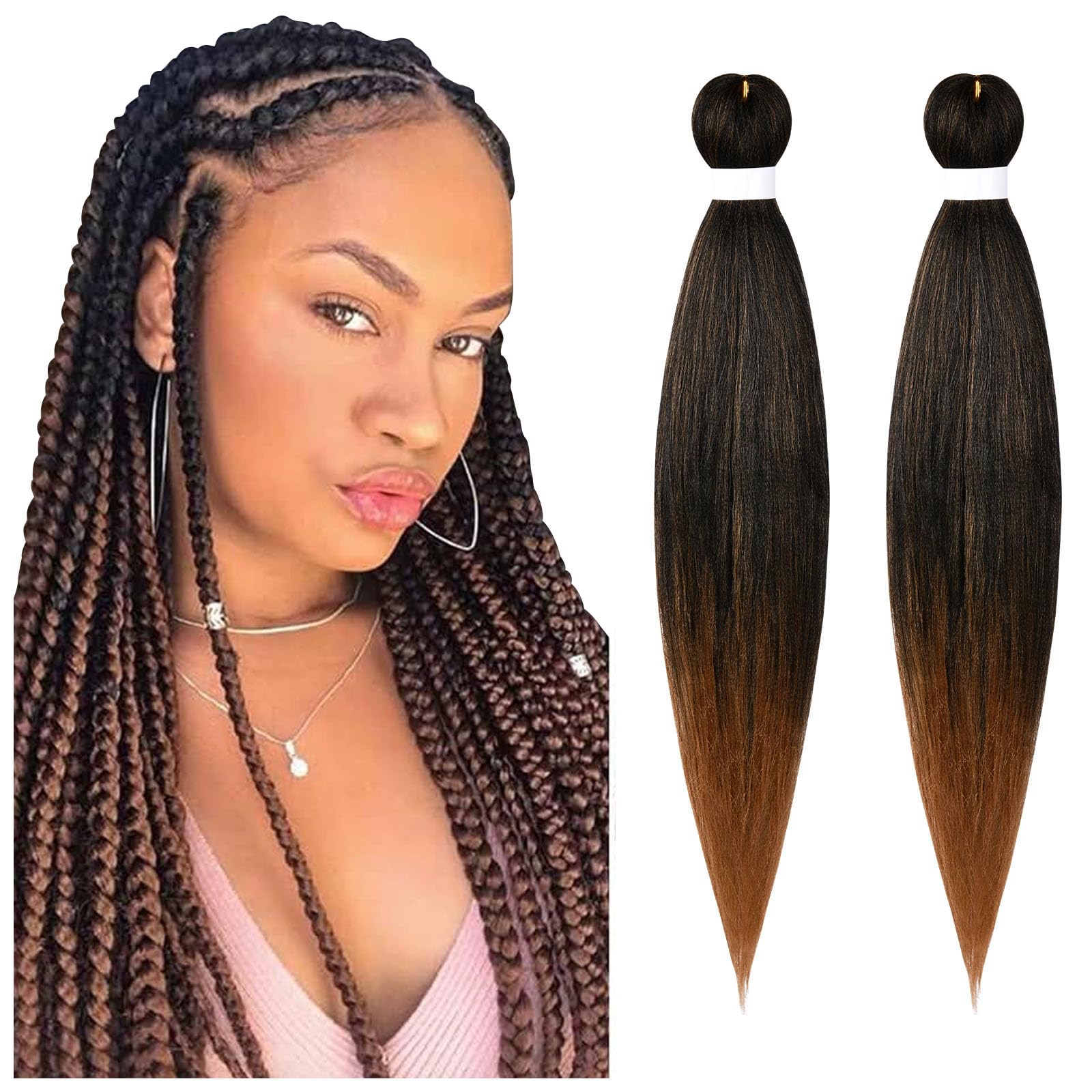 Aomig Rajout Cheveux Tresse, Jumbo Braids Meches, 65cm Extension de Cheveux de Fibre Synthétique pour Crochet Twist Tressage (4 couleurs)