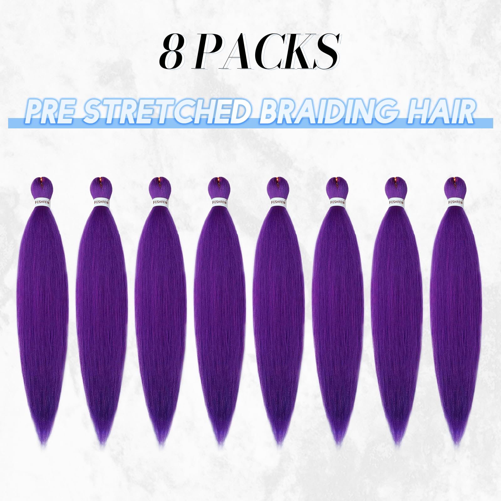 FESHFEN Meches pour Tresses Africaine Rajout Cheveux Tresses Pré étiré Tressage Braiding Hair Synthétiques Yaki 8 Packs Hair Braids Extensions de cheveux pour Femme 65cm Noir cassé à Auburn clair