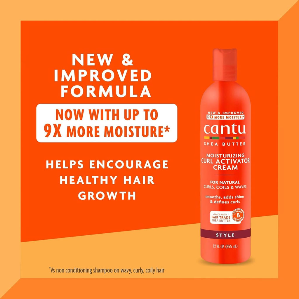 Shampoing et revitalisant sans sulfate Cantu 12oz avec crème activatrice de boucles hydratantes au beurre de karité 12oz