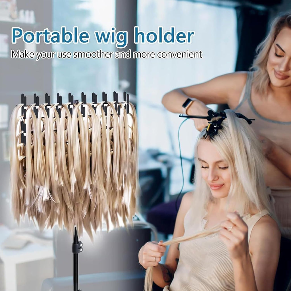 gresonic Support réglable pour tresses, support pour perruques avec 144 pinces pour coiffeurs et tresseurs, pour rallonges de cheveux