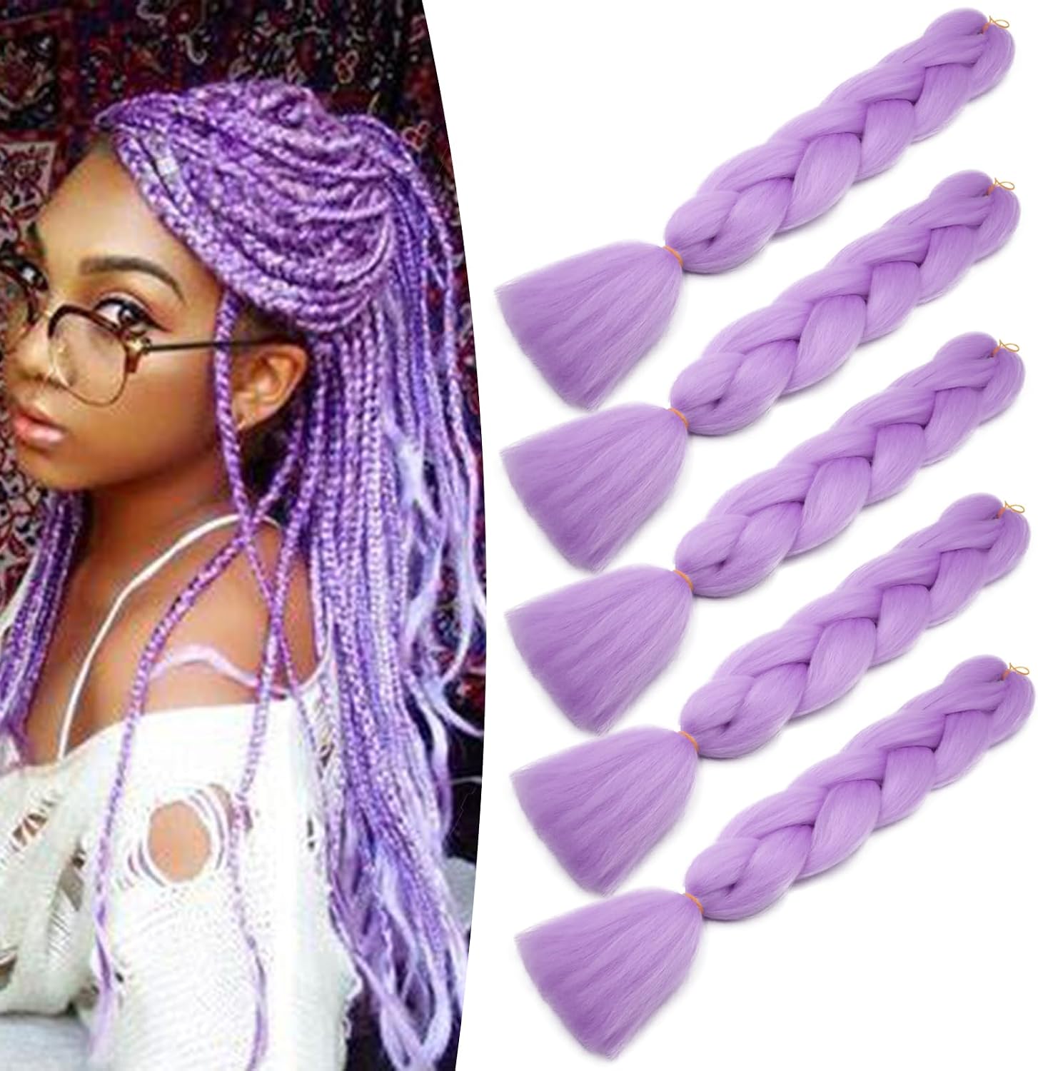 Meches pour Tresses Africaine Rajout Cheveux Braids Jumbo Extension Cheveux Ombre Synthétique Violet & Bleu & Jaune & Orange