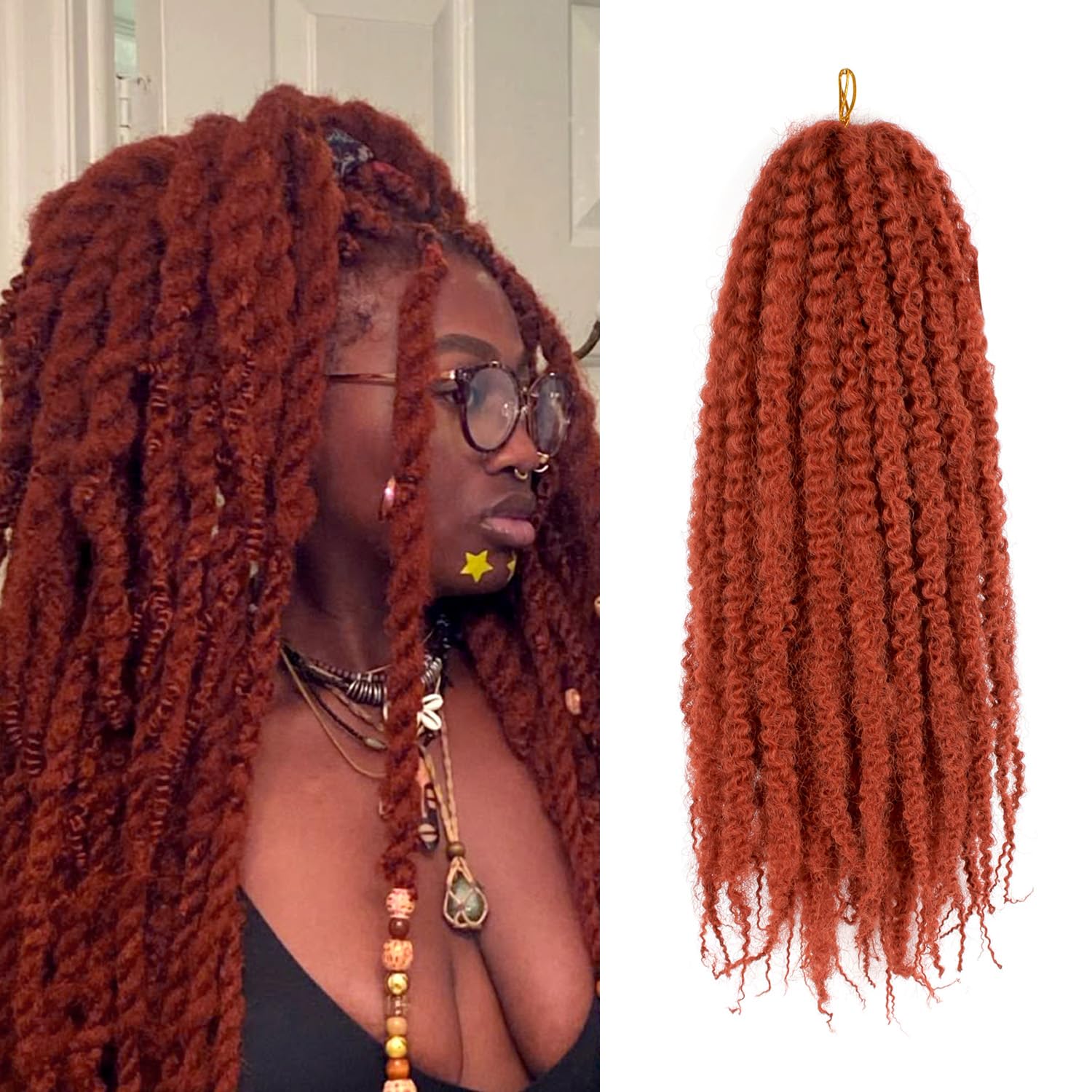 Enbeautiful Marley Twist Hair 24 Inch 8packs Marley Twists Braiding Hair Long Cuban Twist Hair Pre Fluffed Afro Kinky Curly Twists Crochet Hair Synthetic Marley Braids Extensions,27#