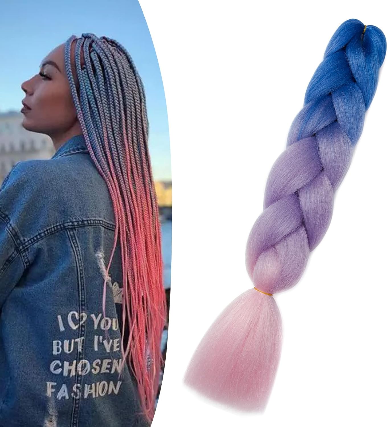 24" Meches pour Tresses Africaine Braids Meches Tresse Cheveux Rajout Cheveux Tressage 1 Paquet Crochet Braids Extension de Cheveux Afro pour Tresse Ombre Synthétiques (Rose)