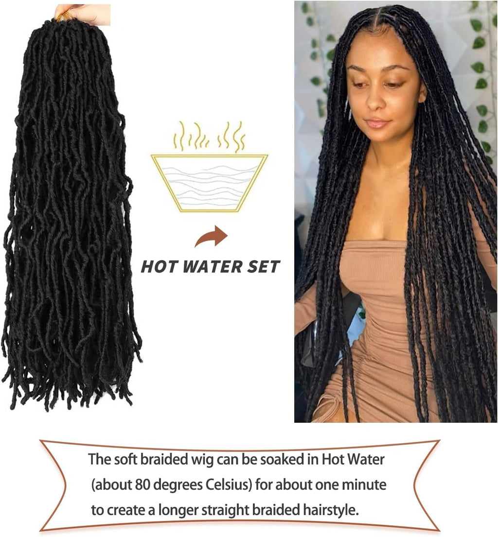 8 Packs Faux Locks Crochet Braids Meches Soft Locs Meches Pour Tresses Africaine Faux Locs Crochet Hair Meches Bouclees Pour Tresses (#1B, 60.9 CM(Lot de 8))