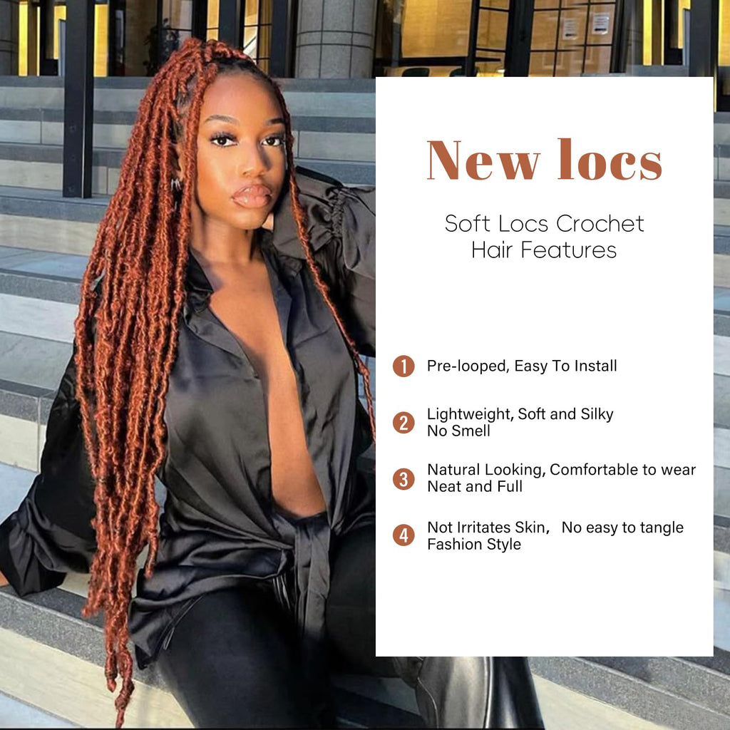 8 Packs Faux Locks Crochet Braids Meches Soft Locs Meches Pour Tresses Africaine Faux Locs Crochet Hair Meches Bouclees Pour Tresses (#1B, 60.9 CM(Lot de 8))