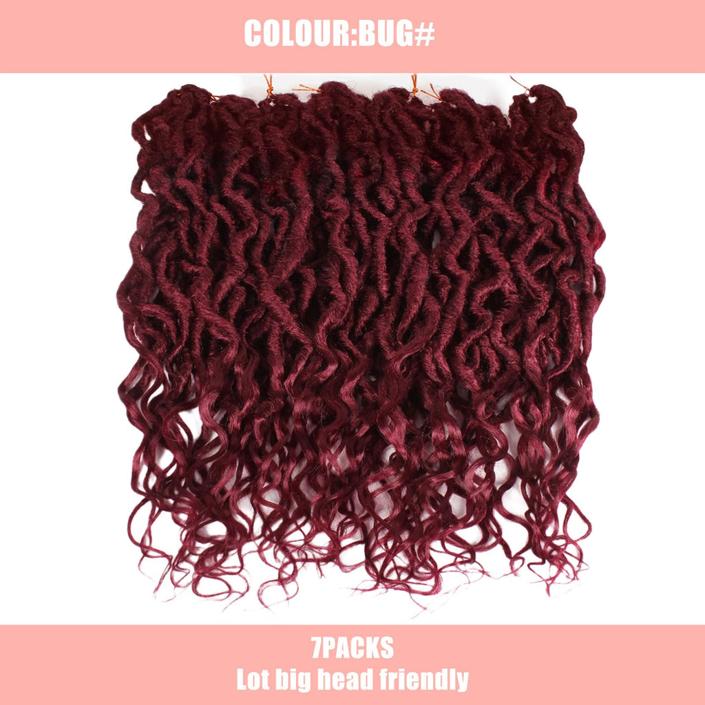 Faux Locs Crochet Hair 24Inch 7 Packs Pre-Looped Ombre Soft Locs With Curly Ends Dreadlock Goddess Loc Crochet Hair for Women（24Inch，OT1B/30/27#）