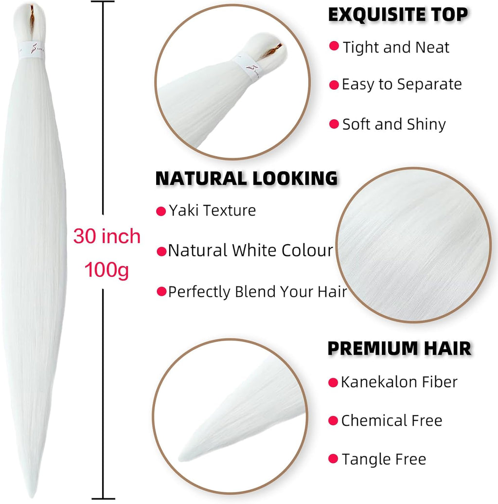 Rajout Cheveux Tressés Pré-étirés Noir Naturelles Black 30 Pouces Long Kanekalon Easy Braids Meches Cheveux pour Tresses Africaine 6 Paquets Knotless Yaki Nattes Extensions de Cheveux(1B#)
