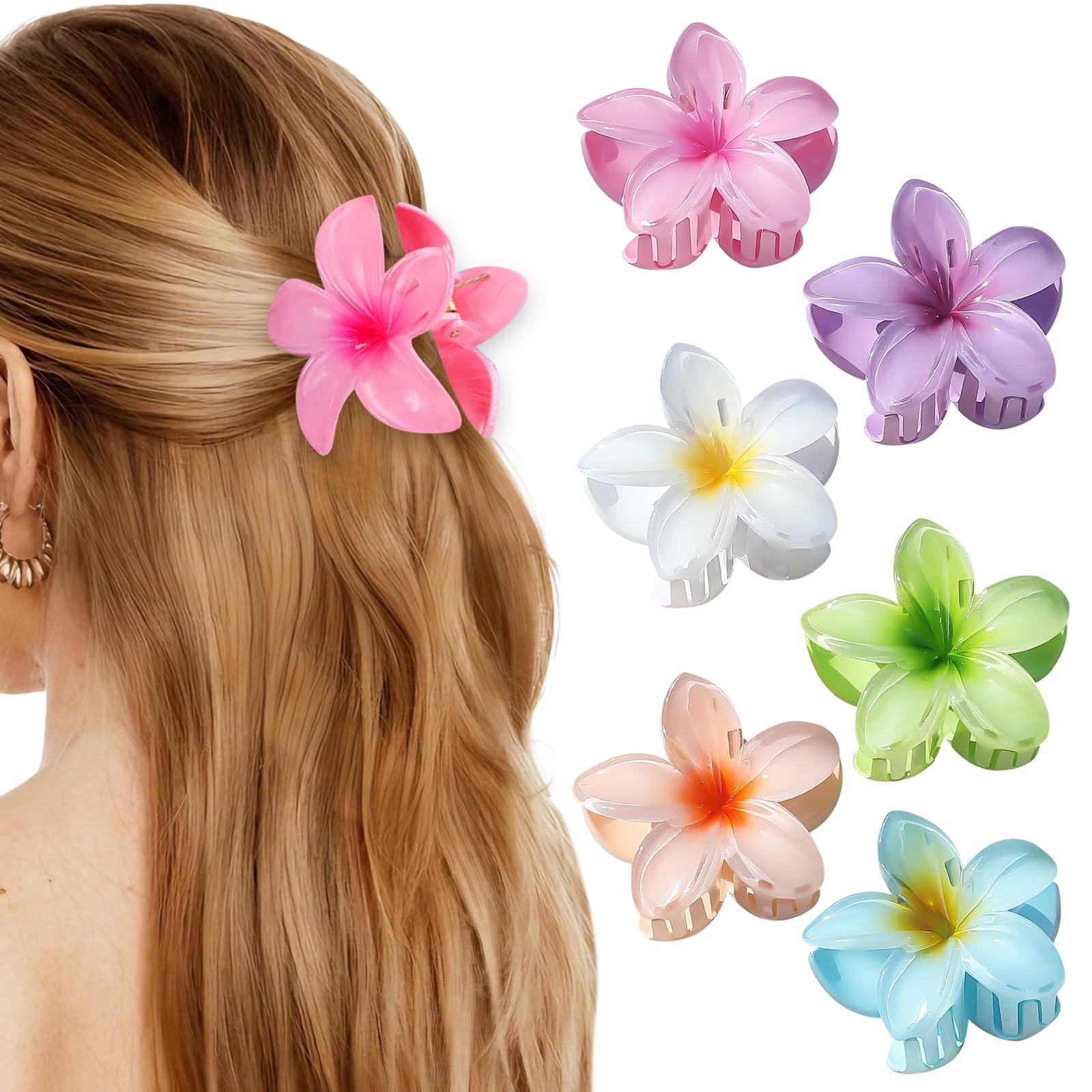 Barrette à Cheveux Fleurs, 6 Pièces Accessoires Cheveux Fleurs, Pince à Cheveux en Forme de Fleur, Flower Claw Clips pour Accessoires d'Été, Anniversaire, Mariage, Fête (B)