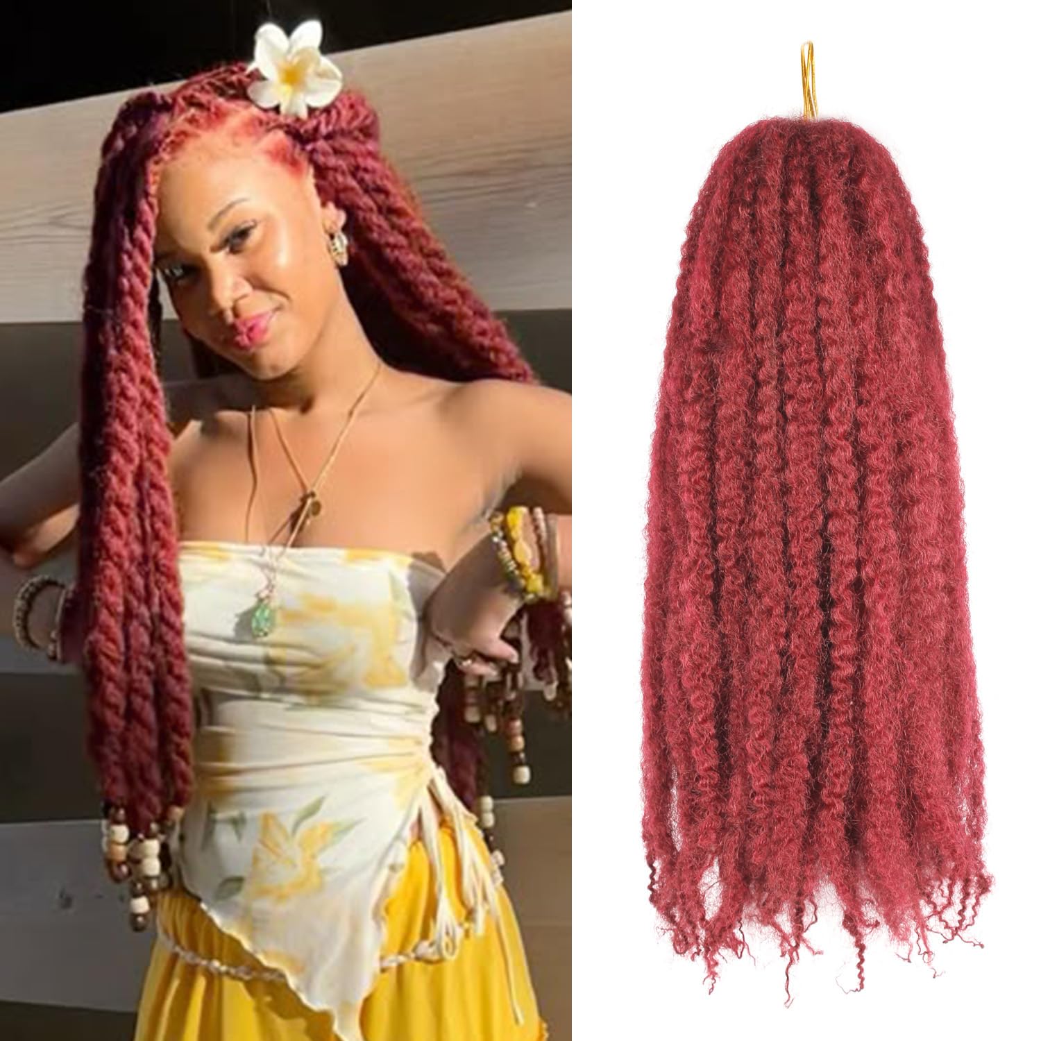 Enbeautiful Marley Twist Hair 24 Inch 8packs Marley Twists Braiding Hair Long Cuban Twist Hair Pre Fluffed Afro Kinky Curly Twists Crochet Hair Synthetic Marley Braids Extensions,27#