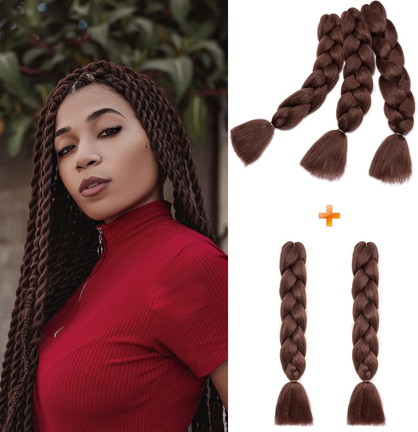 24" Meches pour Tresses Africaine Braids Meches Tresse Cheveux Rajout Cheveux Tressage 1 Paquet Crochet Braids Extension de Cheveux Afro pour Tresse Ombre Synthétiques (Rose)