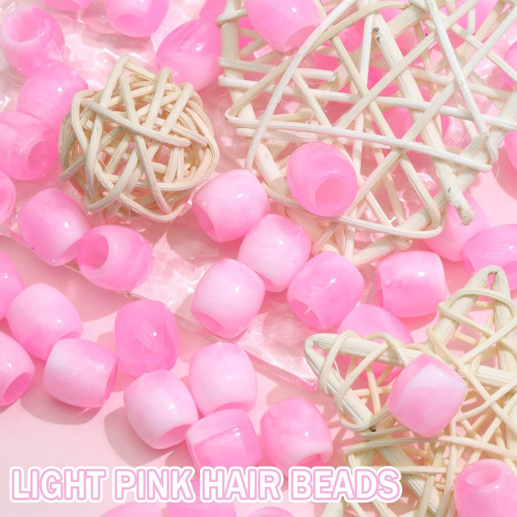 50PCS Perles à Cheveux Transparentes pour Tresses, Grosses Perles en Acrylique, Accessoires pour Dreadlocks, Bijoux pour Cheveux pour Enfants Filles avec Aide à
