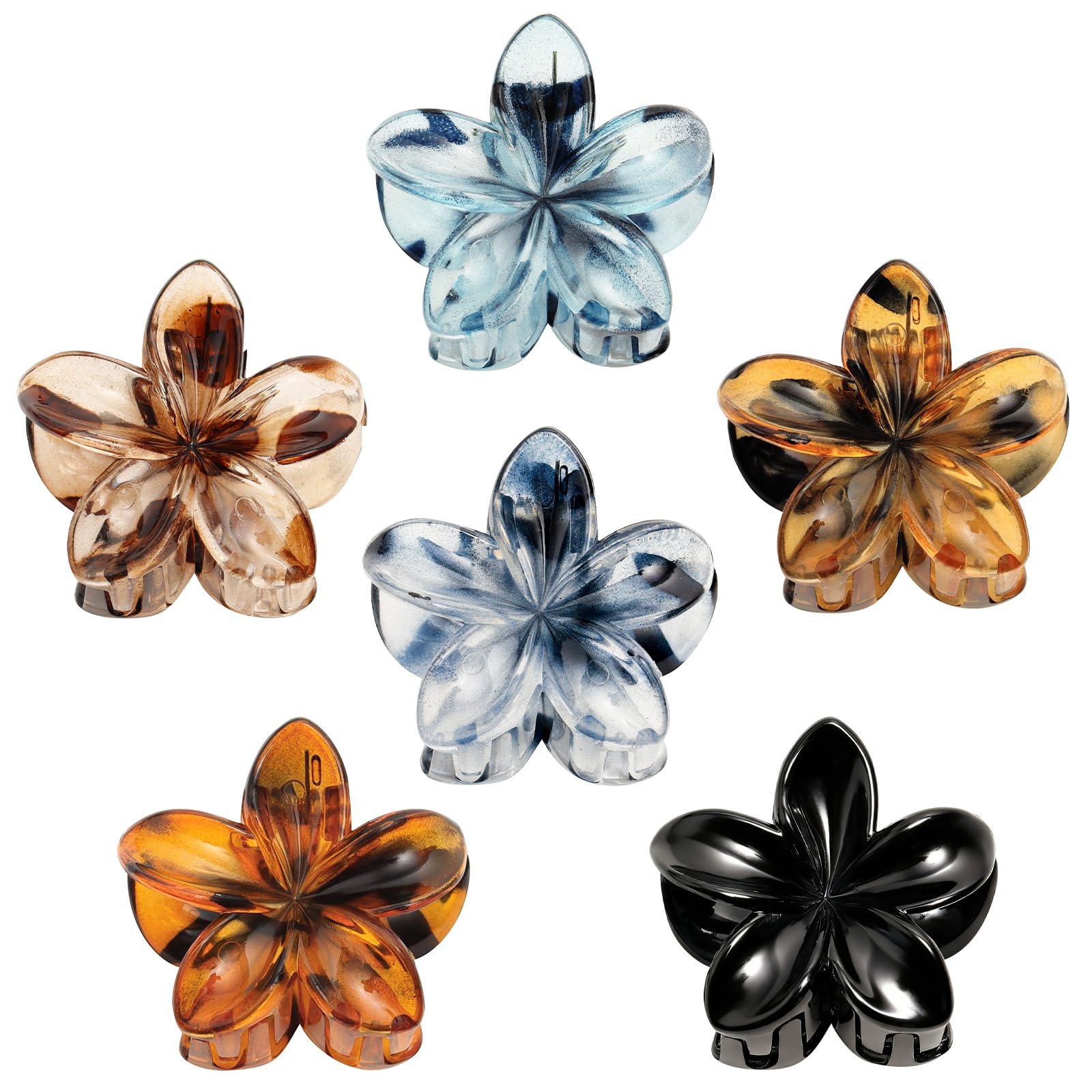 Blooms 6 Pièces Pince Cheveux Fleur, Petite Pince Cheveux Femme Antidérapantes Pince Fleur Cheveux Hawaienne Pinces à Cheveux Flower Hair Clip Accessoires Cheveux Convient Fêtes Plage Vacances