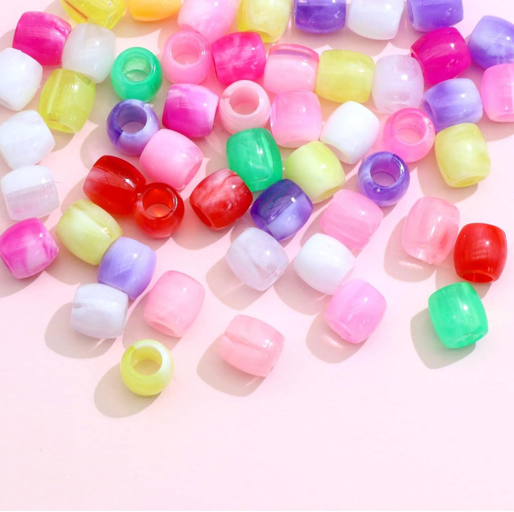 50PCS Perles à Cheveux Transparentes pour Tresses, Grosses Perles en Acrylique, Accessoires pour Dreadlocks, Bijoux pour Cheveux pour Enfants Filles avec Aide à