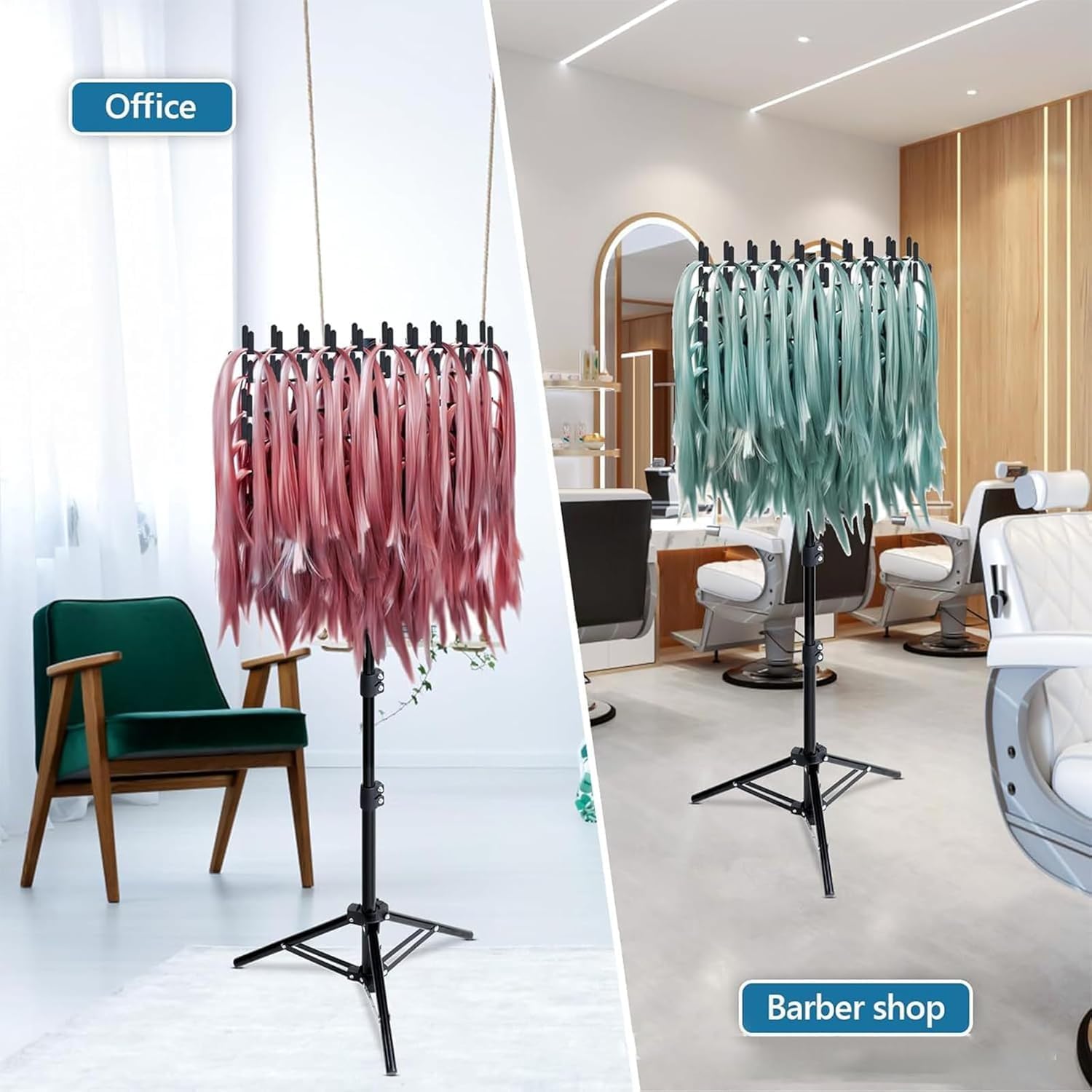 gresonic Support réglable pour tresses, support pour perruques avec 144 pinces pour coiffeurs et tresseurs, pour rallonges de cheveux