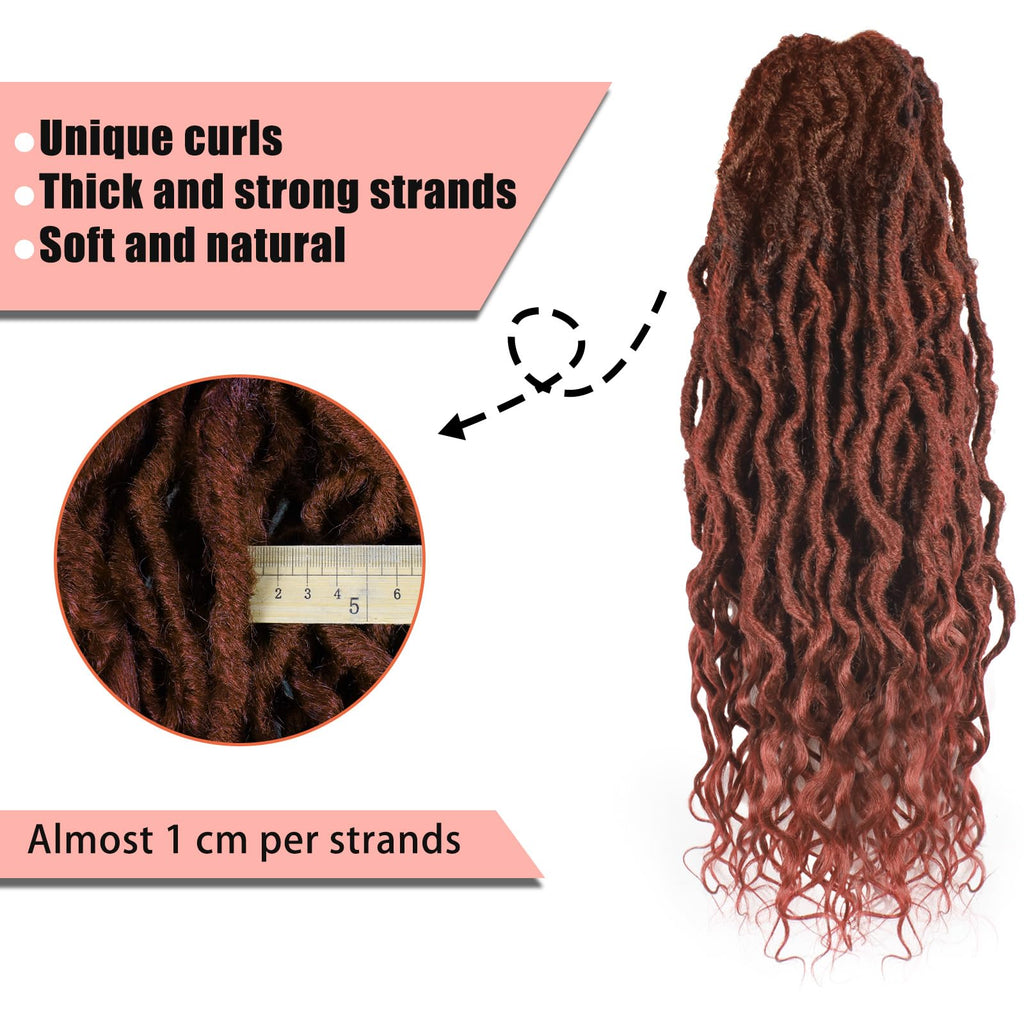 Faux Locs Crochet Hair 24Inch 7 Packs Pre-Looped Ombre Soft Locs With Curly Ends Dreadlock Goddess Loc Crochet Hair for Women（24Inch，OT1B/30/27#）