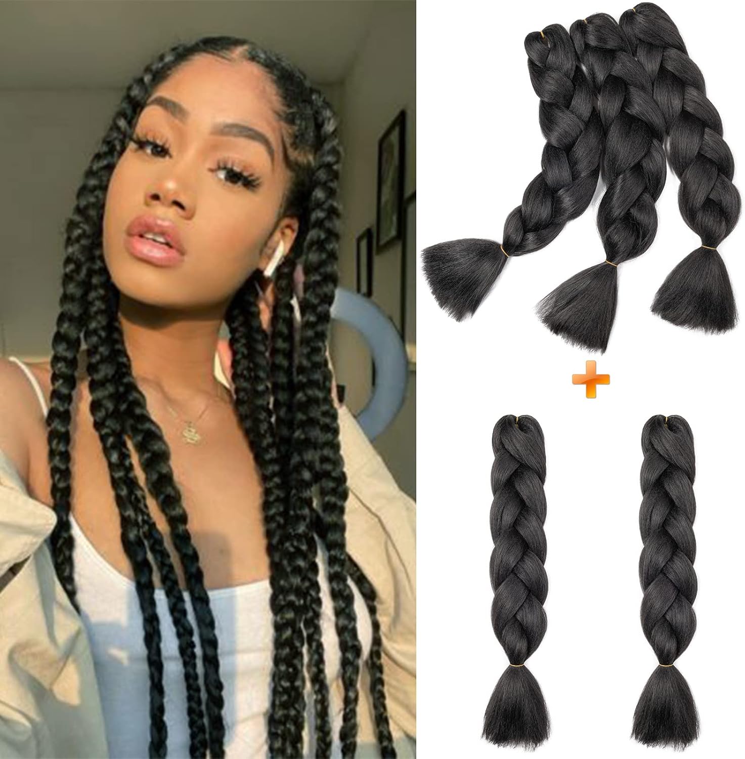 24" Meches pour Tresses Africaine Braids Meches Tresse Cheveux Rajout Cheveux Tressage 1 Paquet Crochet Braids Extension de Cheveux Afro pour Tresse Ombre Synthétiques (Rose)
