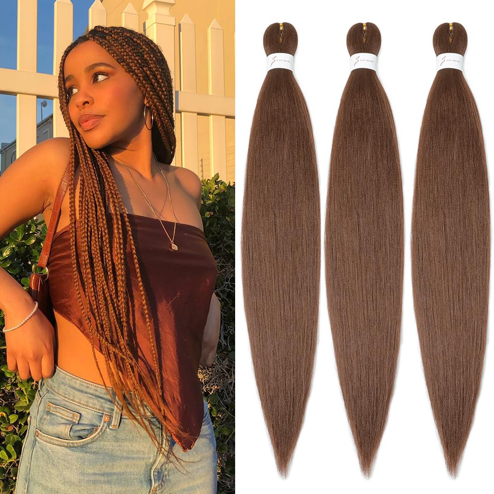 YDDM Meches Pour Tresses Africaine Rose et blanc Rajout Cheveux Tresses Texture Yaki Easy Install pour Debutants 20 Pouces 3 Paquets Cheveux Legers Naturels pour Box Braids Twist Crochet Styles