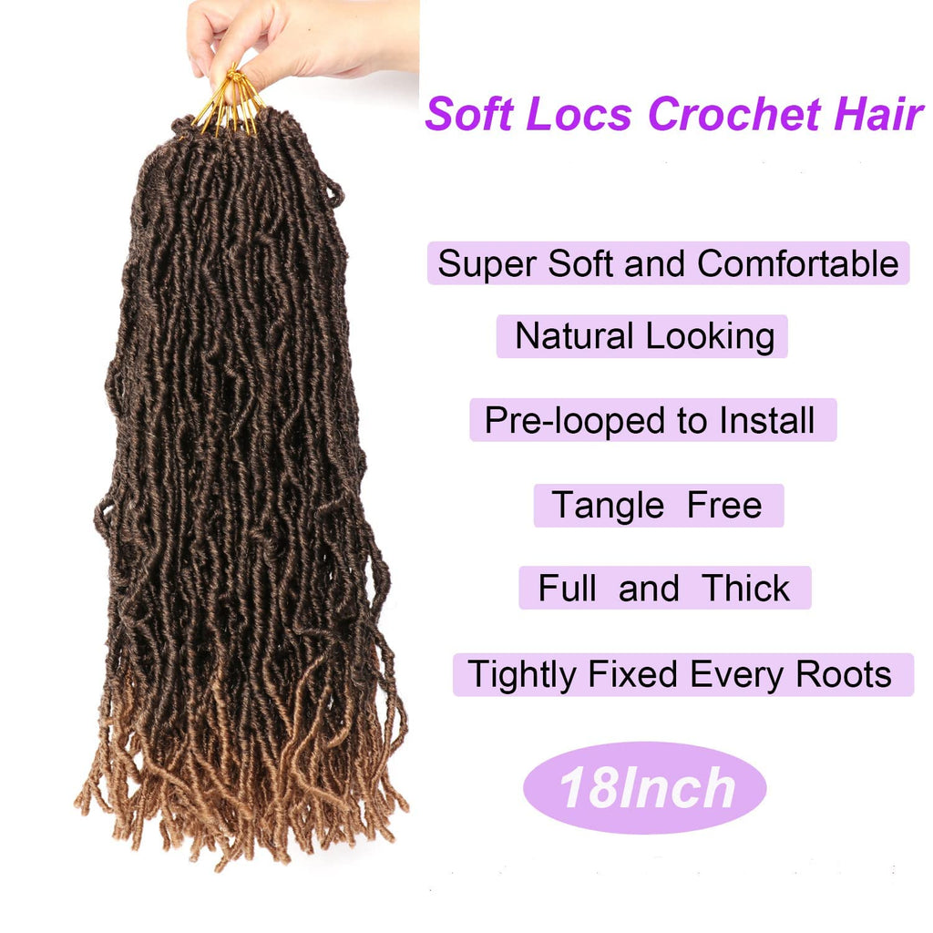 8 Packs Faux Locks Crochet Braids Meches Soft Locs Meches Pour Tresses Africaine Faux Locs Crochet Hair Meches Bouclees Pour Tresses (#1B, 60.9 CM(Lot de 8))