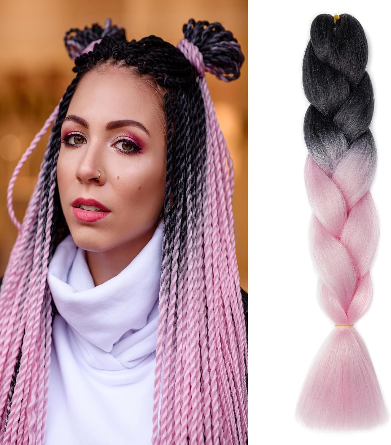 Meches pour Tresses Africaine Rajout Cheveux Braids Jumbo Extension Cheveux Ombre Synthétique Violet & Bleu & Jaune & Orange