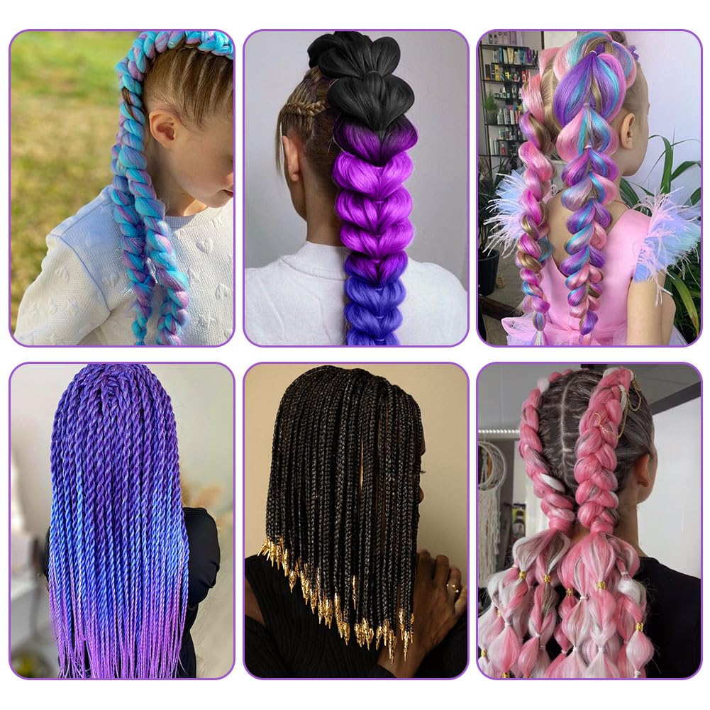 Aomig Rajout Cheveux Tresse, Jumbo Braids Meches, 65cm Extension de Cheveux de Fibre Synthétique pour Crochet Twist Tressage (4 couleurs)