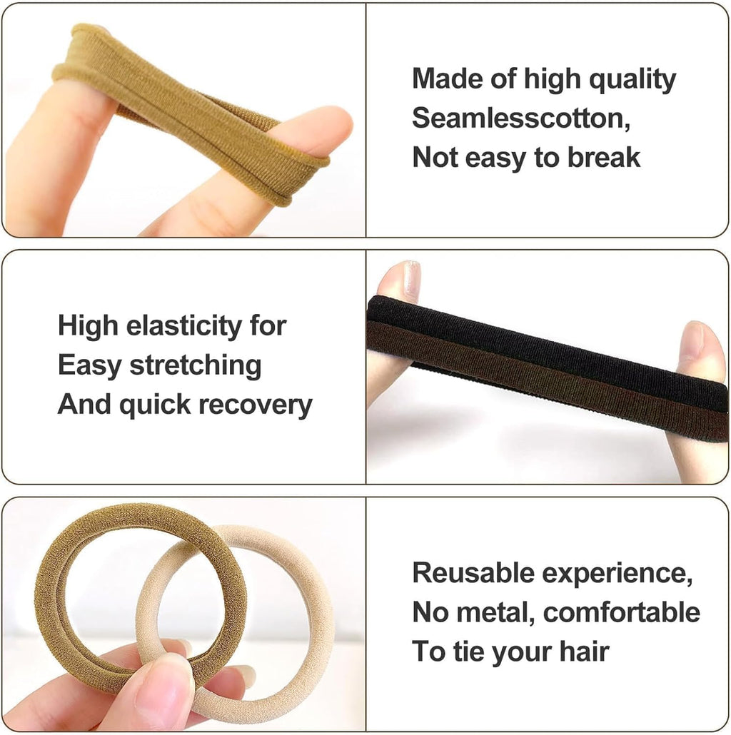 Hanyousheng Elastique Cheveux, 50 Pcs Chouchou Cheveux, 8 mm Elastique Cheveux Epais, Epais en Coton Sans Couture, Hair Elastic Band pour Femmes Hommes et Enfants