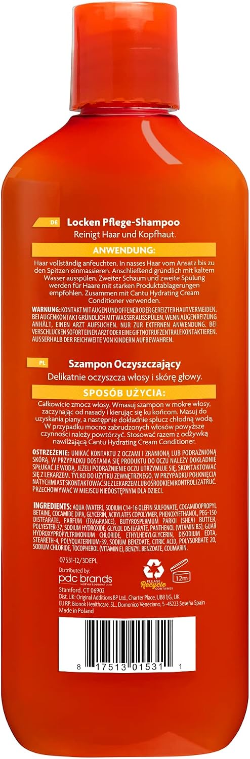 Cantu Cleansing Cream Shampooing - Shampooing pour cheveux bouclés et crépus - Formule riche au beurre de karité - Nettoie en douceur et en profondeur les cheveux et le cuir chevelu - Sans sulfate -