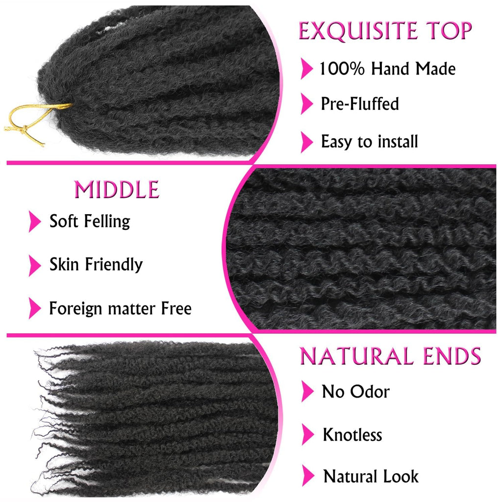 Enbeautiful Marley Twist Hair 24 Inch 8packs Marley Twists Braiding Hair Long Cuban Twist Hair Pre Fluffed Afro Kinky Curly Twists Crochet Hair Synthetic Marley Braids Extensions,27#