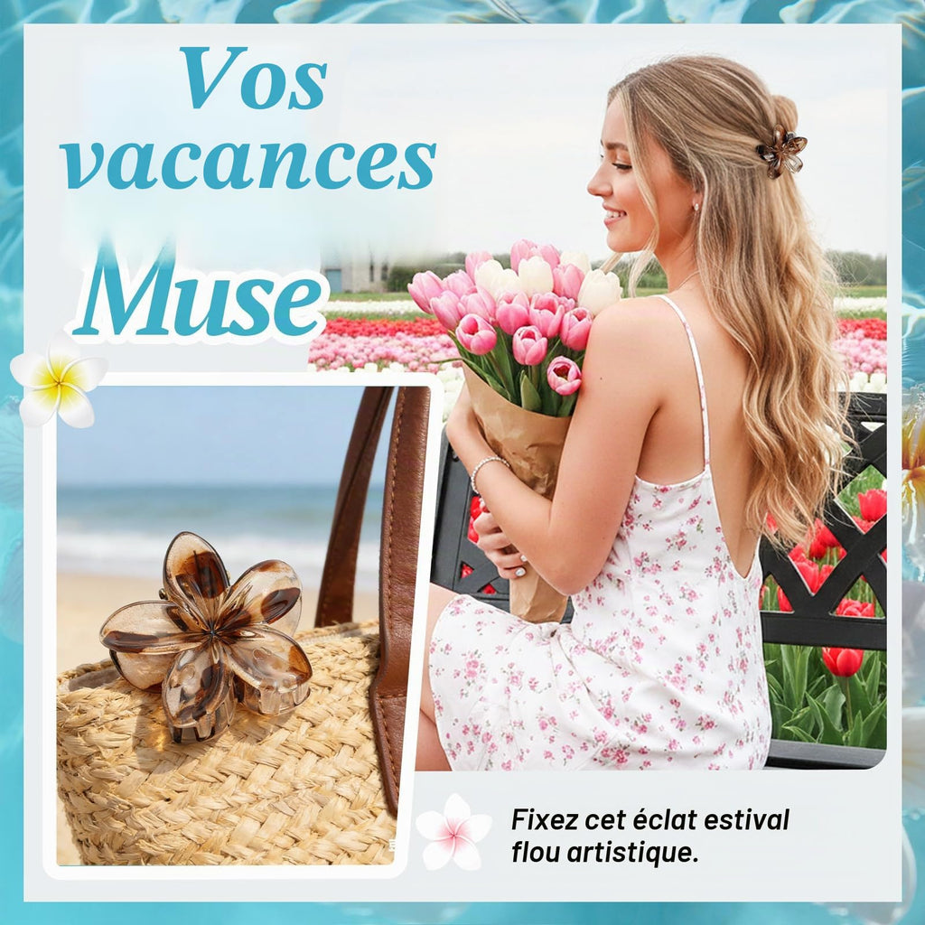 Blooms 6 Pièces Pince Cheveux Fleur, Petite Pince Cheveux Femme Antidérapantes Pince Fleur Cheveux Hawaienne Pinces à Cheveux Flower Hair Clip Accessoires Cheveux Convient Fêtes Plage Vacances