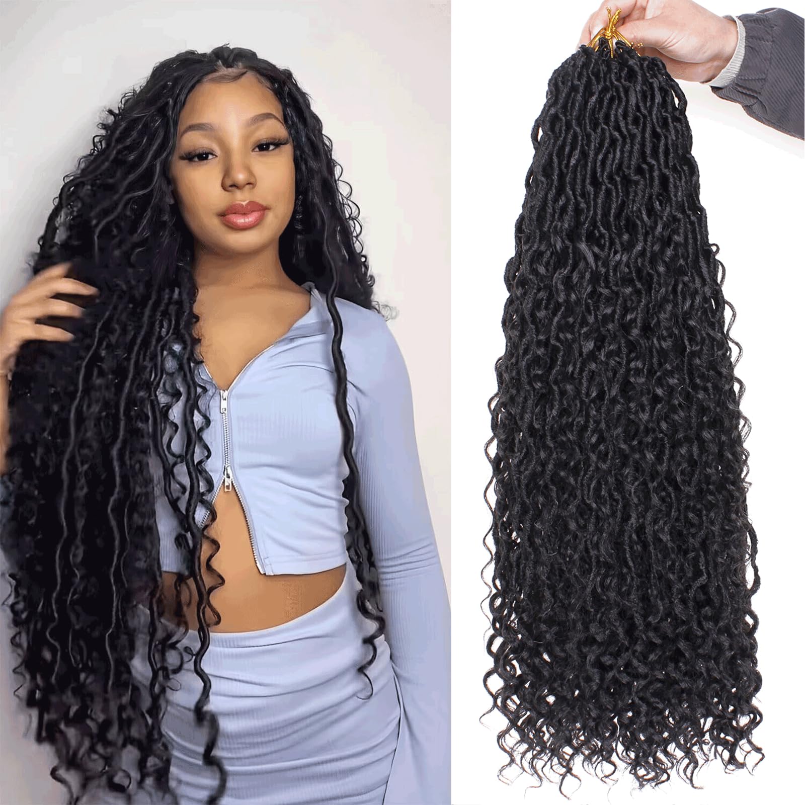 Xtrend 6Packs 18 pouces Twist Perruques Crochet Tresses Faux Locs bouclés se termine Dreadlocks Tresses Synthétiques Extensions de Cheveux Haute Température pour Femmes Noires 20 Strands/pack TBUG