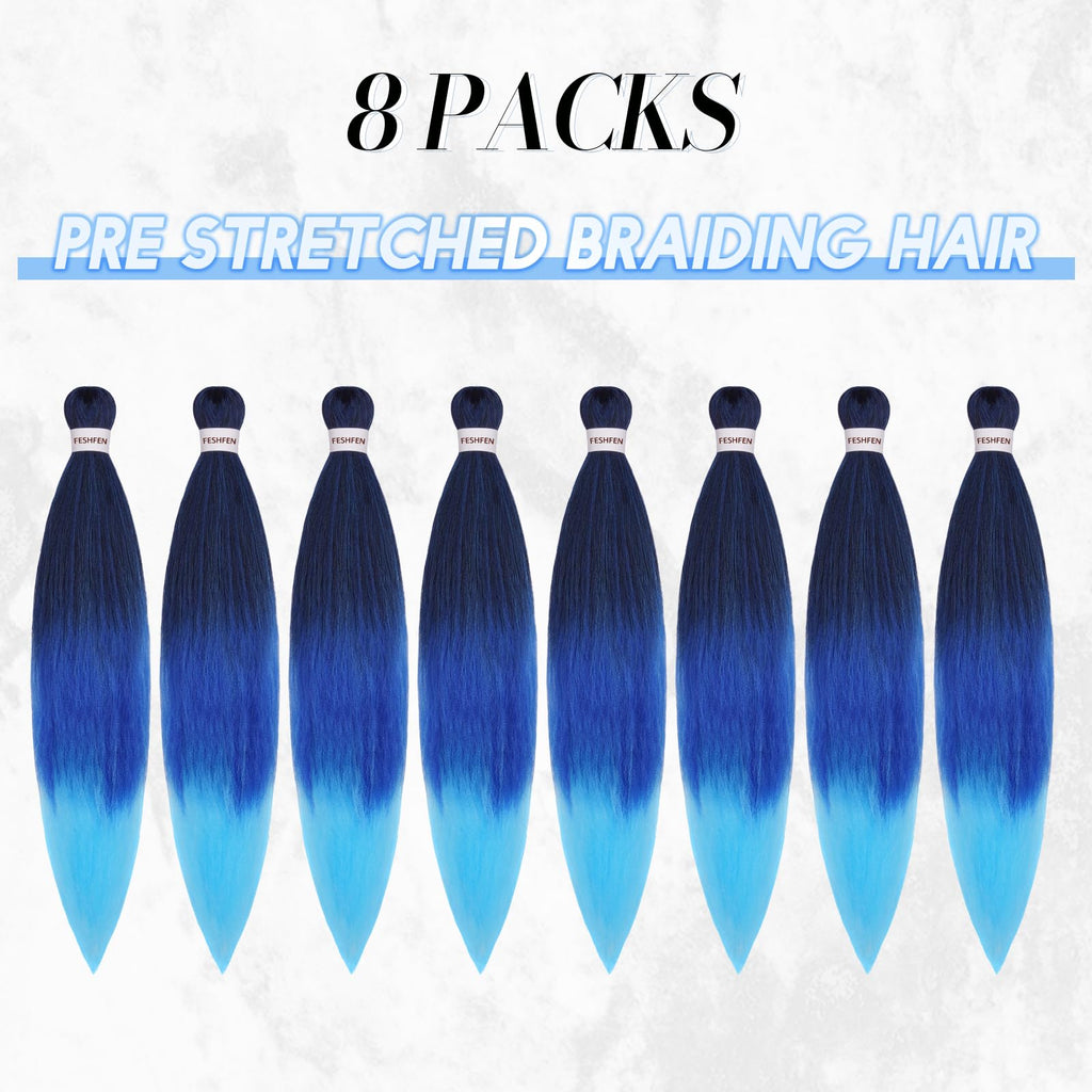 FESHFEN Meches pour Tresses Africaine Rajout Cheveux Tresses Pré étiré Tressage Braiding Hair Synthétiques Yaki 8 Packs Hair Braids Extensions de cheveux pour Femme 65cm Noir cassé à Auburn clair