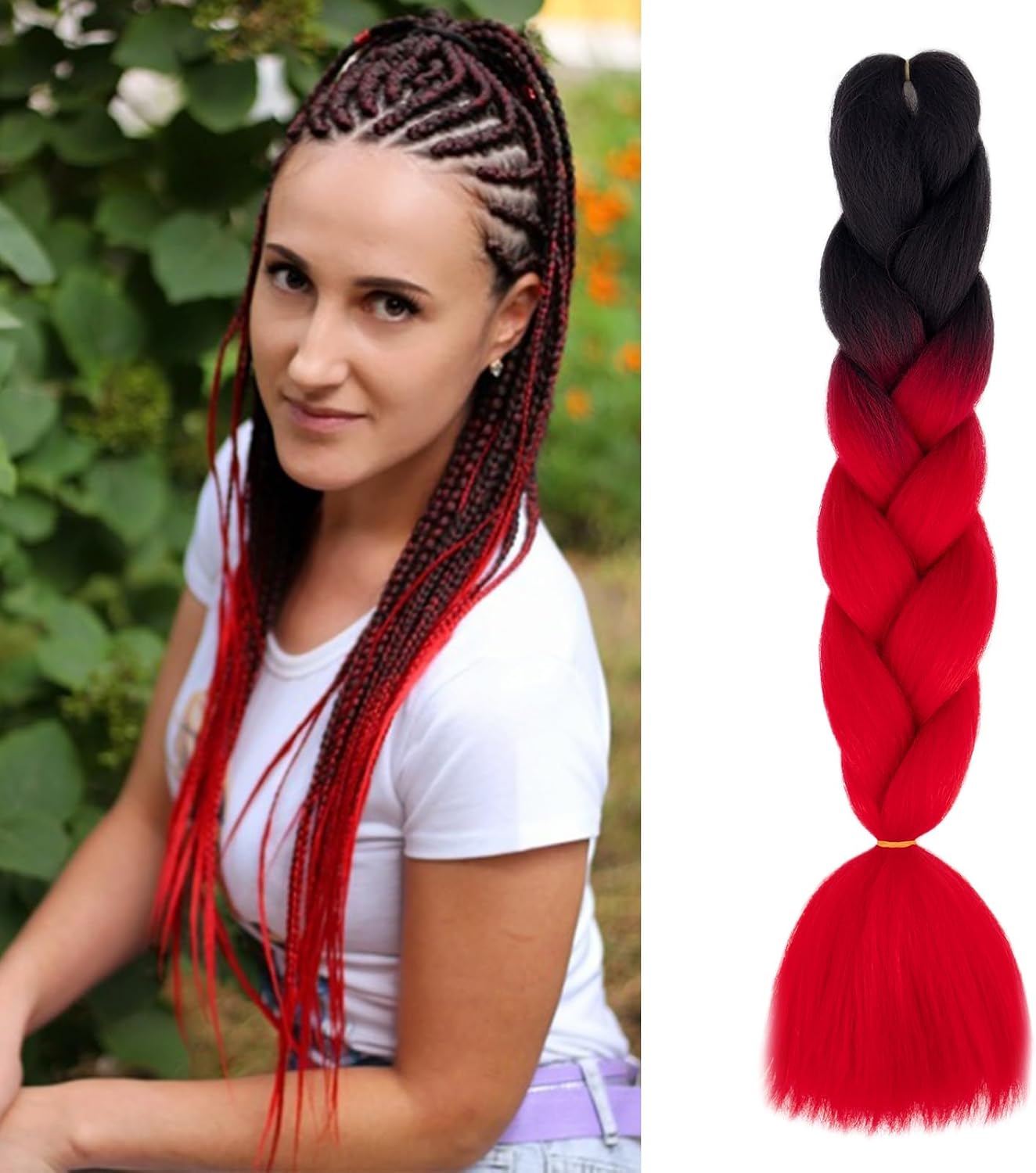 Meches pour Tresses Africaine Rajout Cheveux Braids Jumbo Extension Cheveux Ombre Synthétique Violet & Bleu & Jaune & Orange