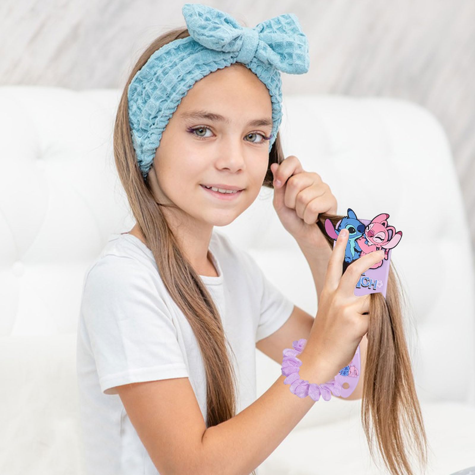 Stitc Brosse à Cheveux,Accessoires Cheveux pour Filles,Stitc Peigne Démêlant, Brosse Anti-Traction,Cadeau pour Filles, Adolescents et Femmes（Violet