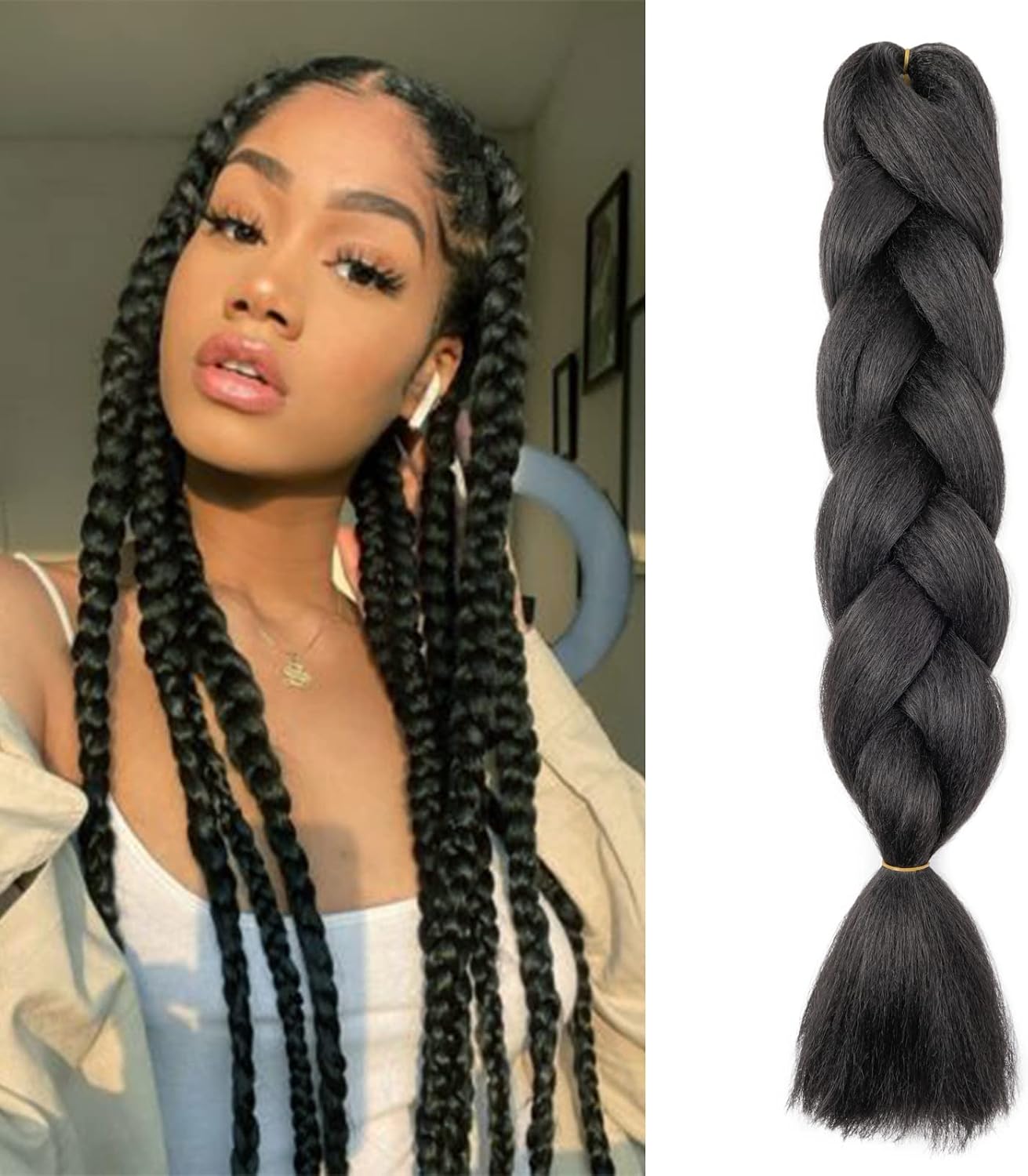 24" Meches pour Tresses Africaine Braids Meches Tresse Cheveux Rajout Cheveux Tressage 1 Paquet Crochet Braids Extension de Cheveux Afro pour Tresse Ombre Synthétiques (Rose)